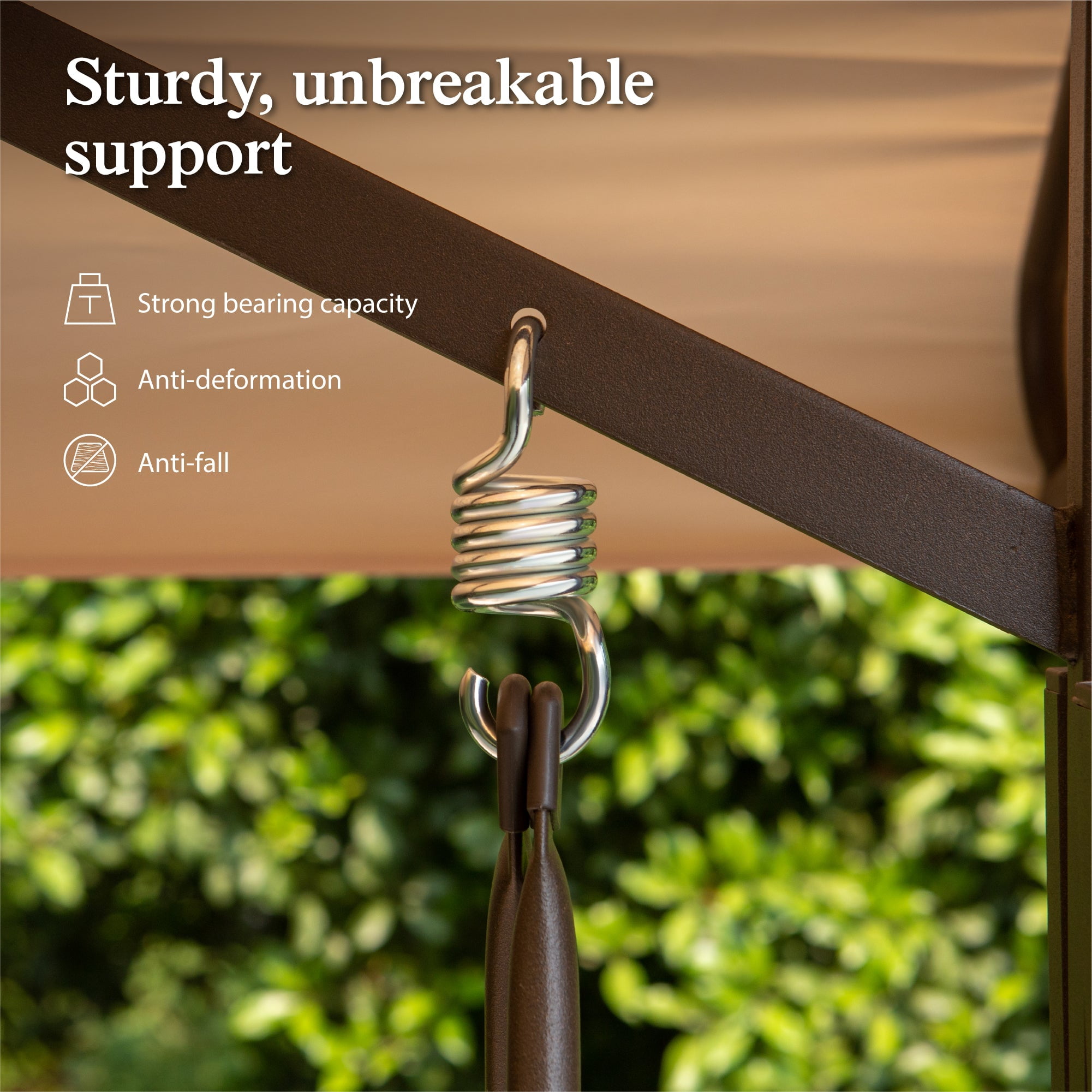 Sophia & William 3-Seat Outdoor Converting Canopy Swing Glider Patio Hammock with Side Table - Beige - Image 8