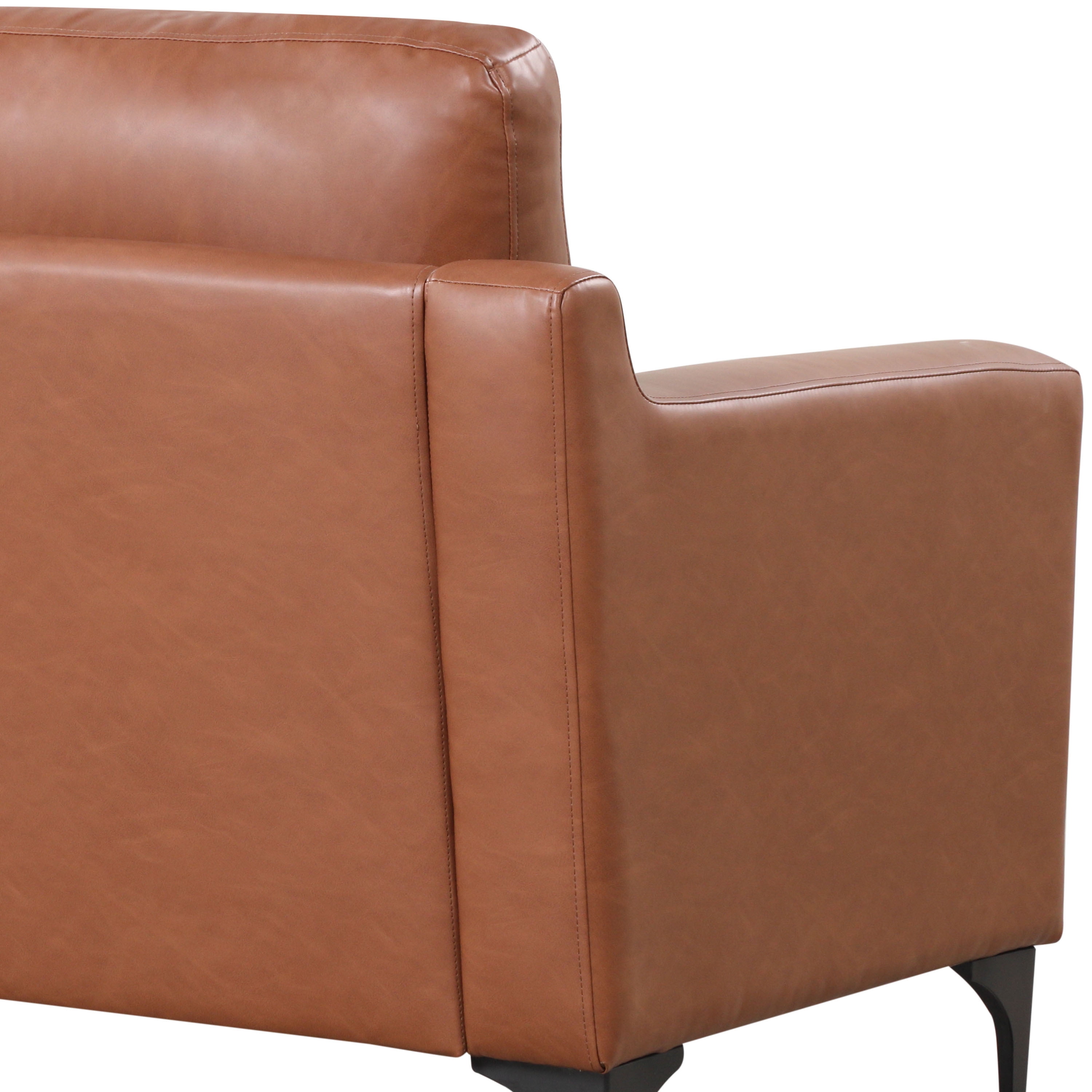 Serta Hemsworth Mid-Century Modern Style Sofa, Brown Faux Leather - Image 5