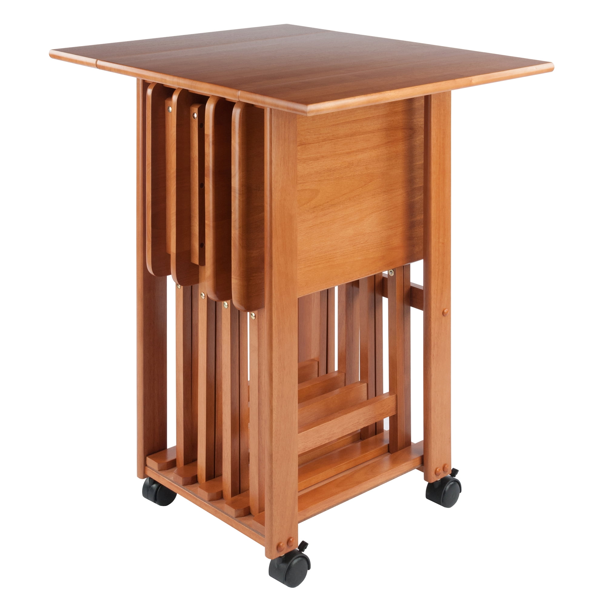 Winsome Wood Sophia 5-Pc Snack Table Set, Teak Finish - Image 12