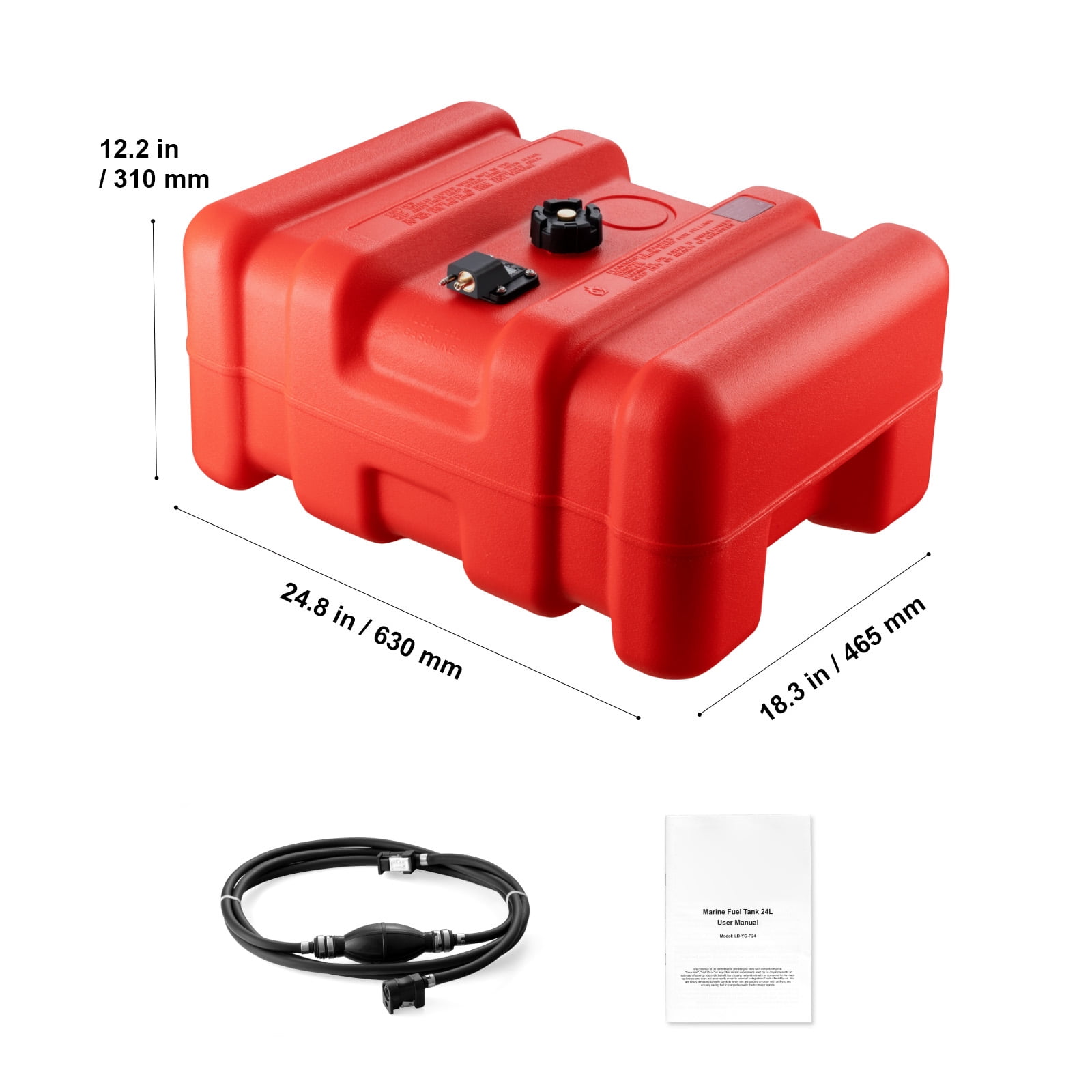 KFFKFF Marine Fuel Tank, 12 Gallon/55L, Portable Boat Fuel Gas Tank for Outboard Engine Boats, Plastic Outboard Marine Boat Fuel Tank with Hose, Easy to Carry for Yacht, Fishing Boat, Deck Boat - Image 4