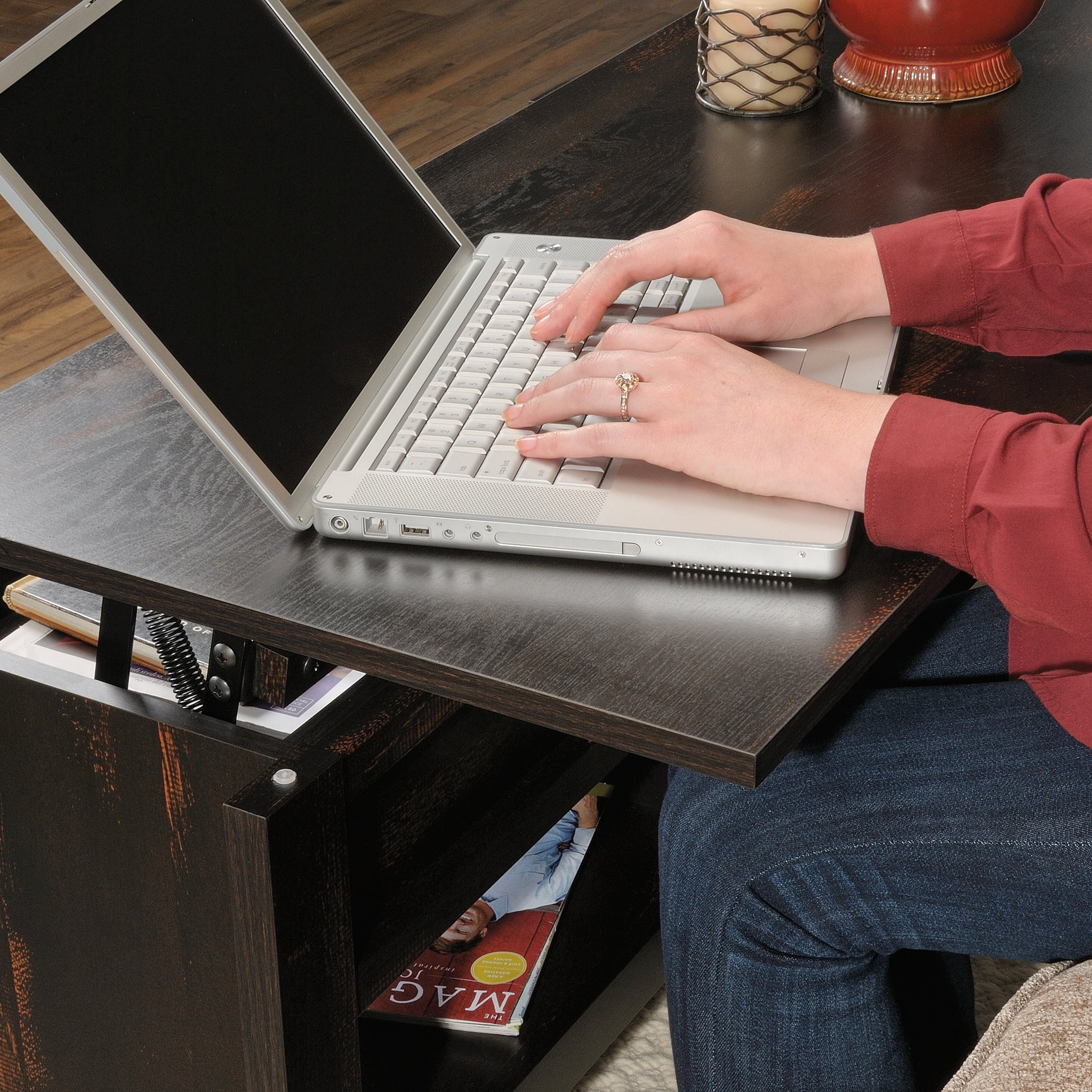 Sauder Dakota Pass Lift-Top Coffee Table, Char Pine Finish - Image 5
