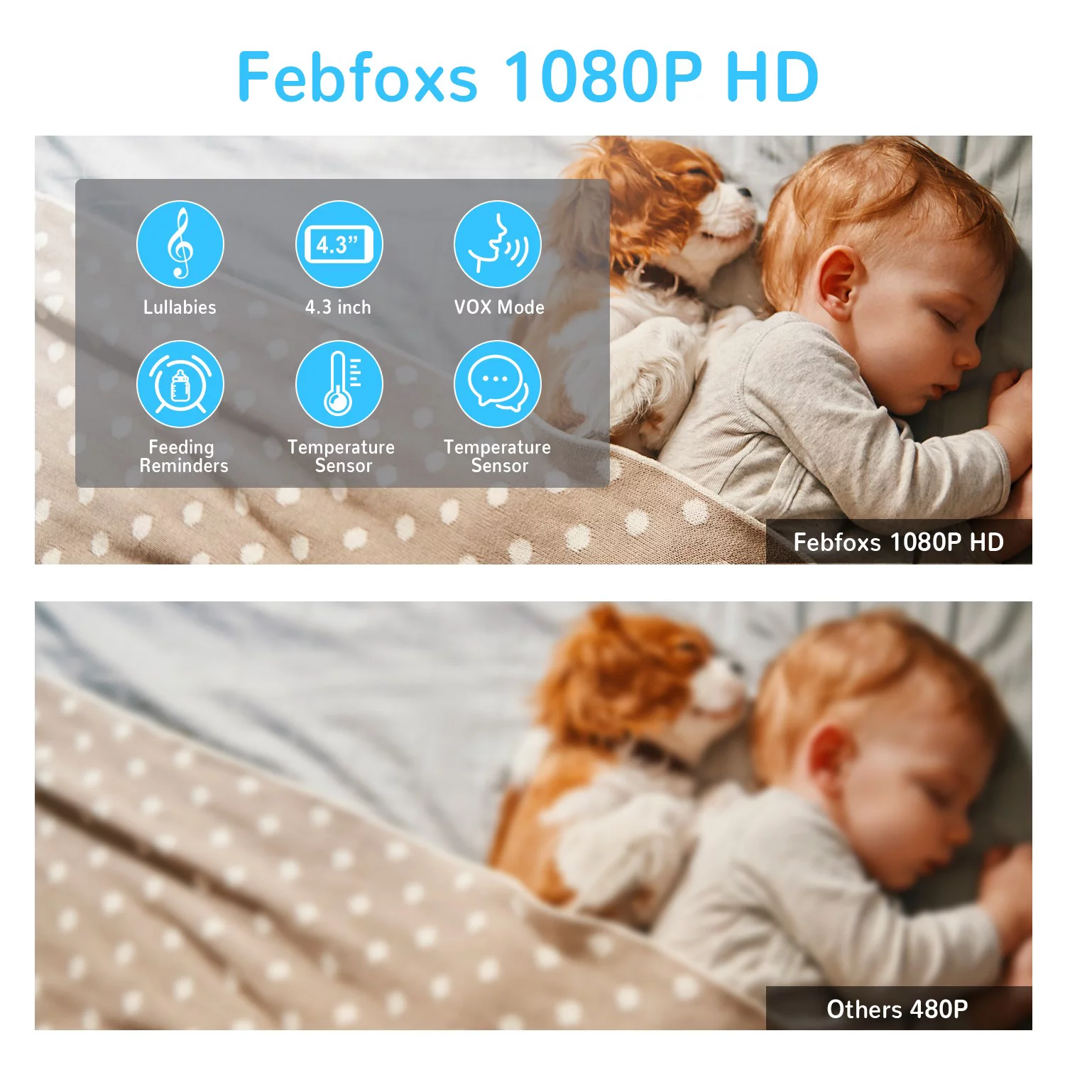 FEBFOXS 4.3" Baby Monitor with Camera and Audio, Video Baby Monitor, Baby Camera with 1300 ft Range, 2X Zoom, 2-Way Talk Night Vision, No WiFi - Image 7