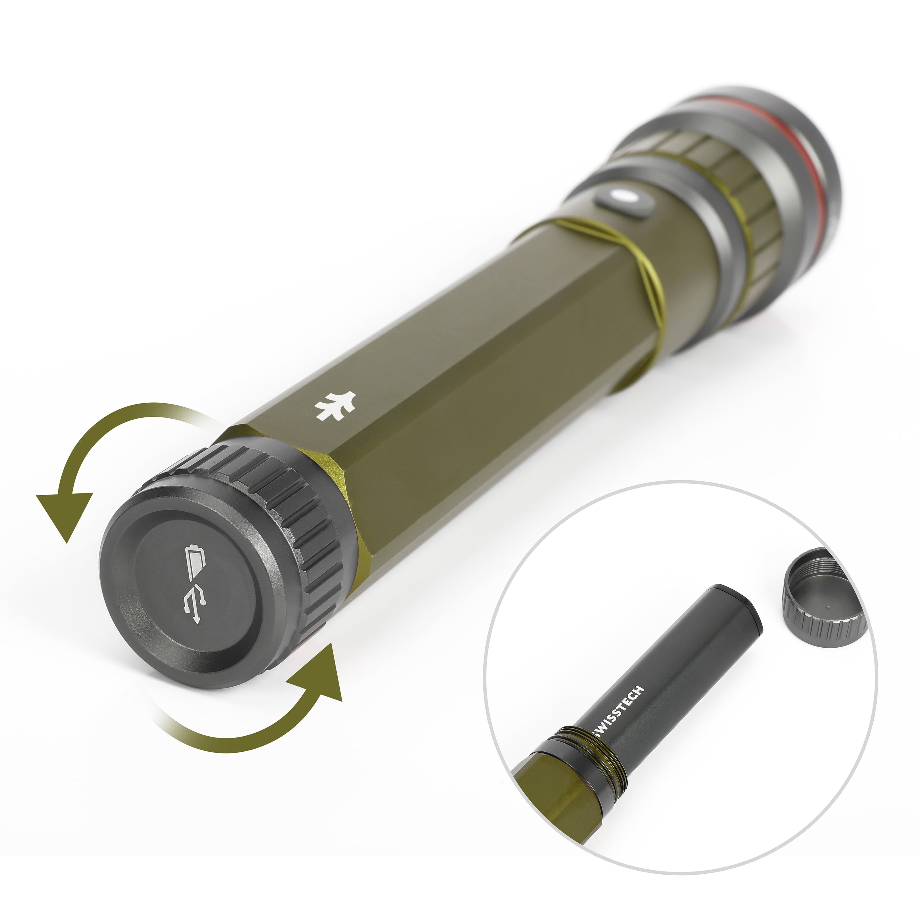 Swiss Tech 7500 Lumen LED Flashlight Rechargeable Dual Power AA/USB, Charging Bank, IP67 Waterproof - Image 9