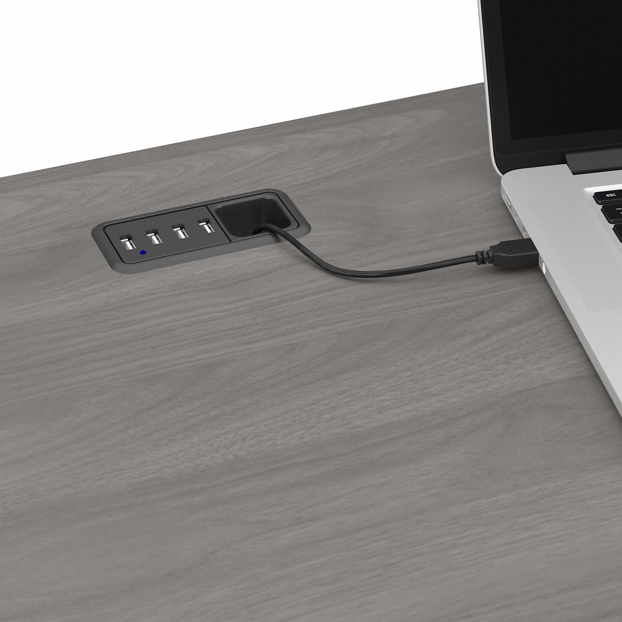 Bush Furniture Cabot 60" L Shaped Desk with Storage, Modern Gray - Image 4