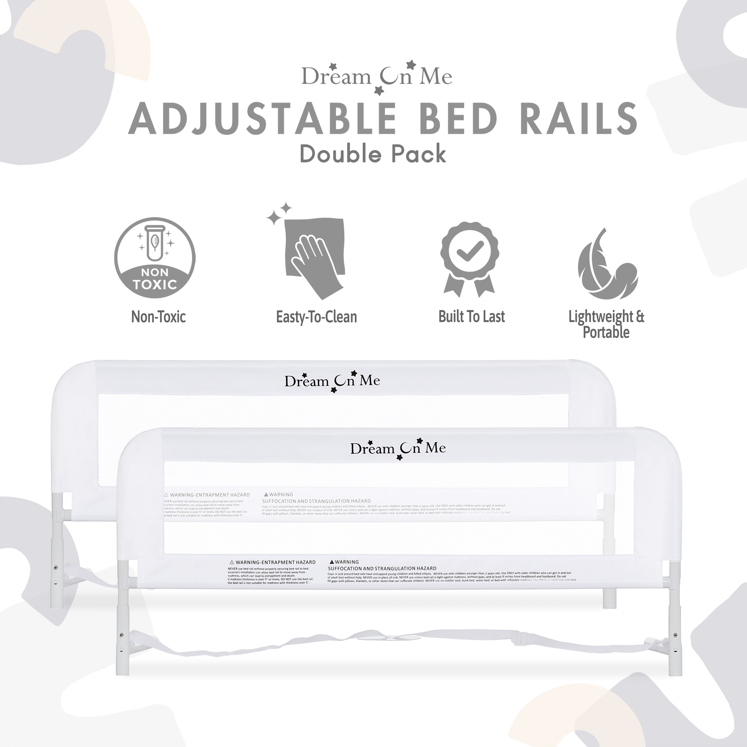 Dream On Me Adjustable Mesh Bed Rail in White, Two Height Levels, Breathable & Durable Fabric, Lightweight and Portable Bed Rail for Toddlers - Image 4