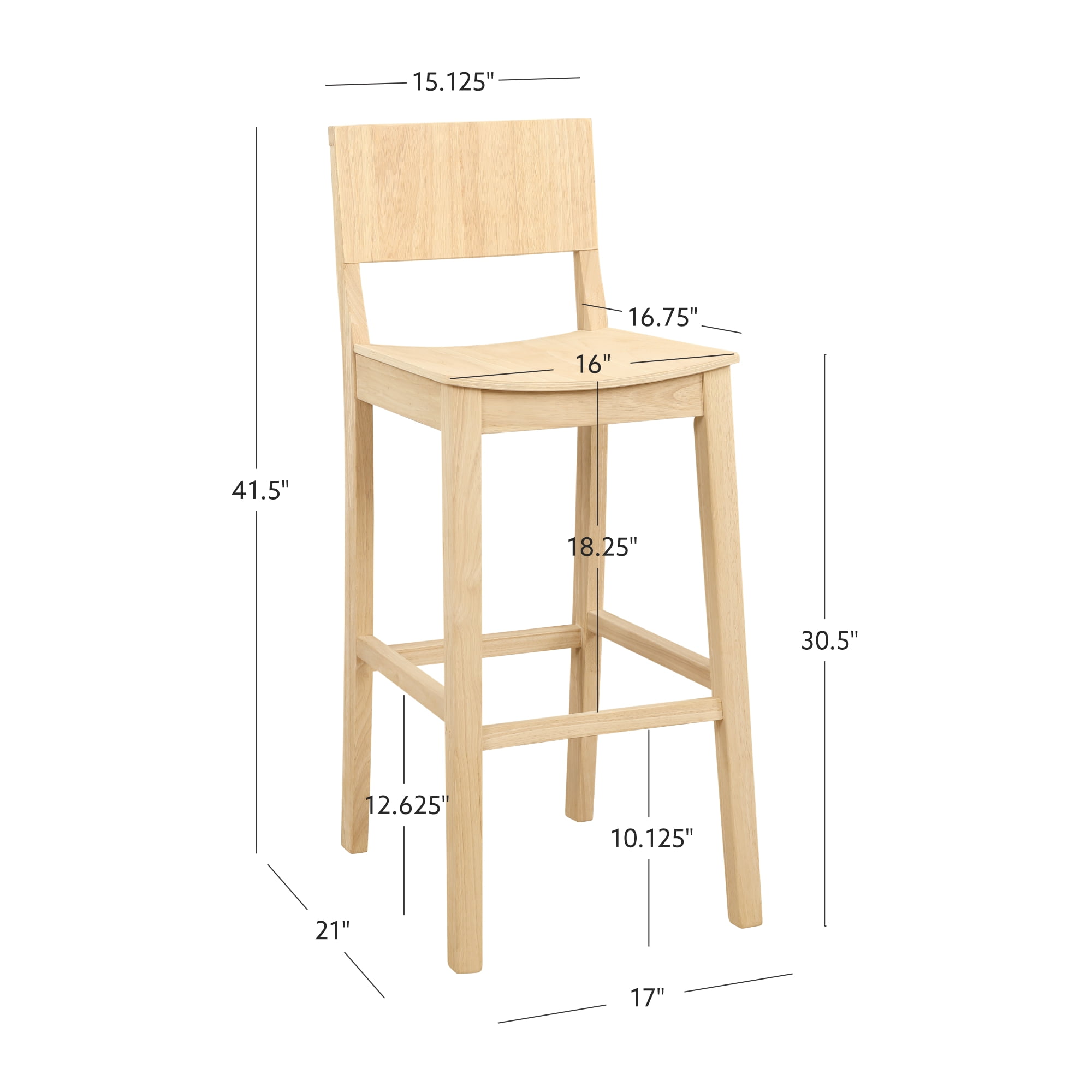 Linon Darcy 30" Indoor Wood Bar Stool, Set of 2, Unfinished - Image 7