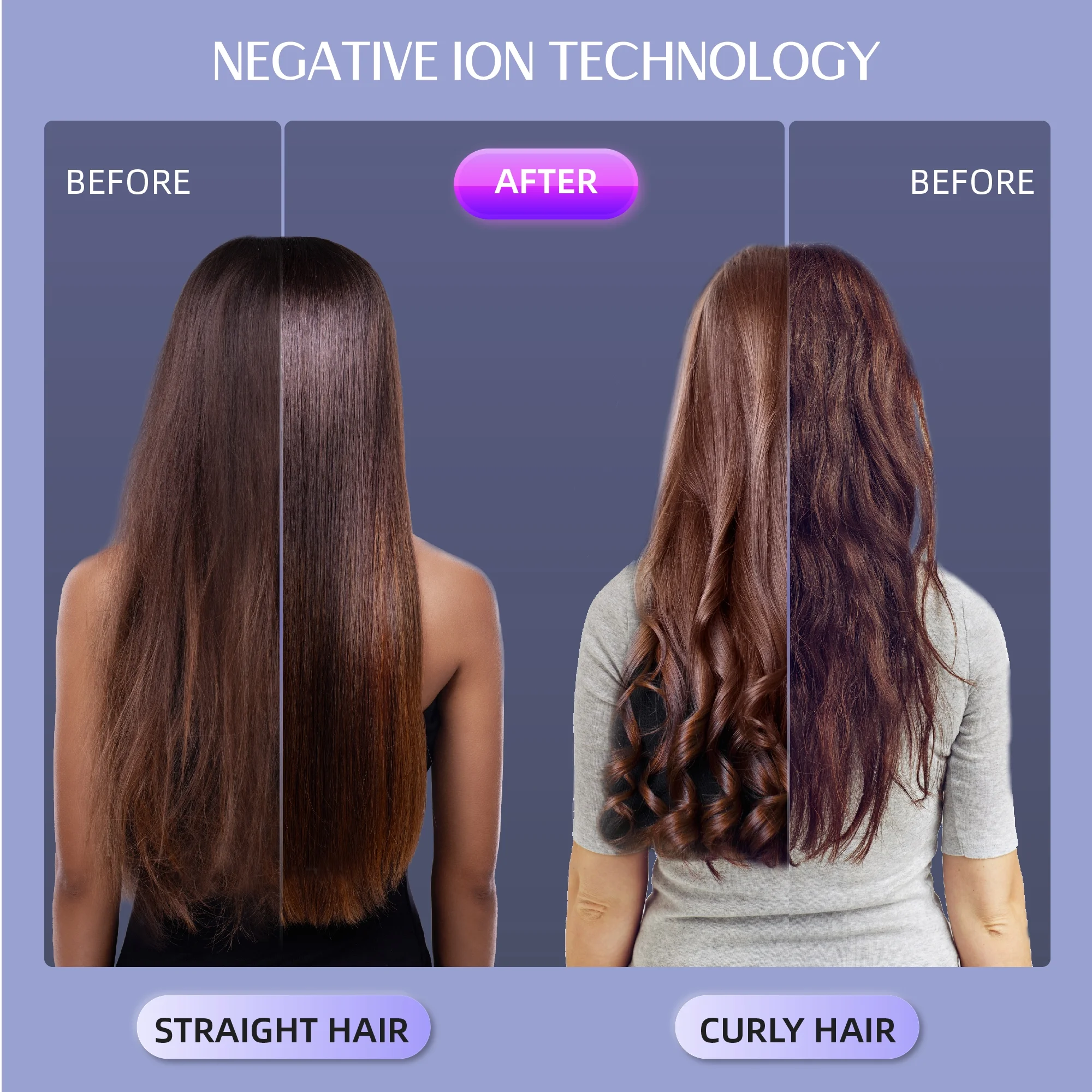 SKIMI Ionic Hair Dryer, Black Blow Dryer, High Speed Hair Dryer with Diffuser, Negative Ionic - Image 3