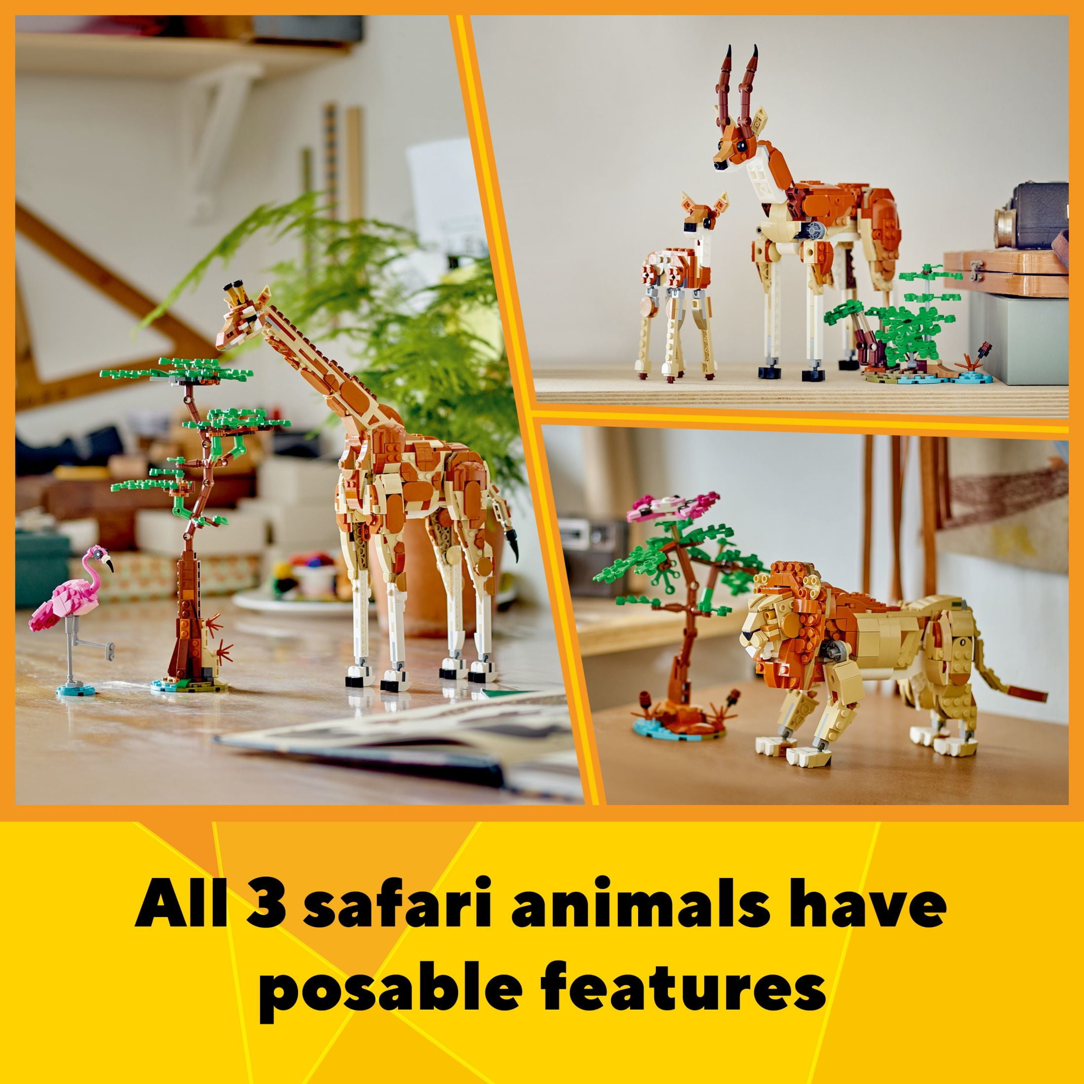 LEGO Creator 3 in 1 Wild Safari Animals, Rebuilds into 3 Different Safari Animal Figures - Giraffe Toy, Gazelle Toy or Lion Toy, Nature Toy, Building Set for Kids Ages 9 Years Old and Up, 31150 - Image 8
