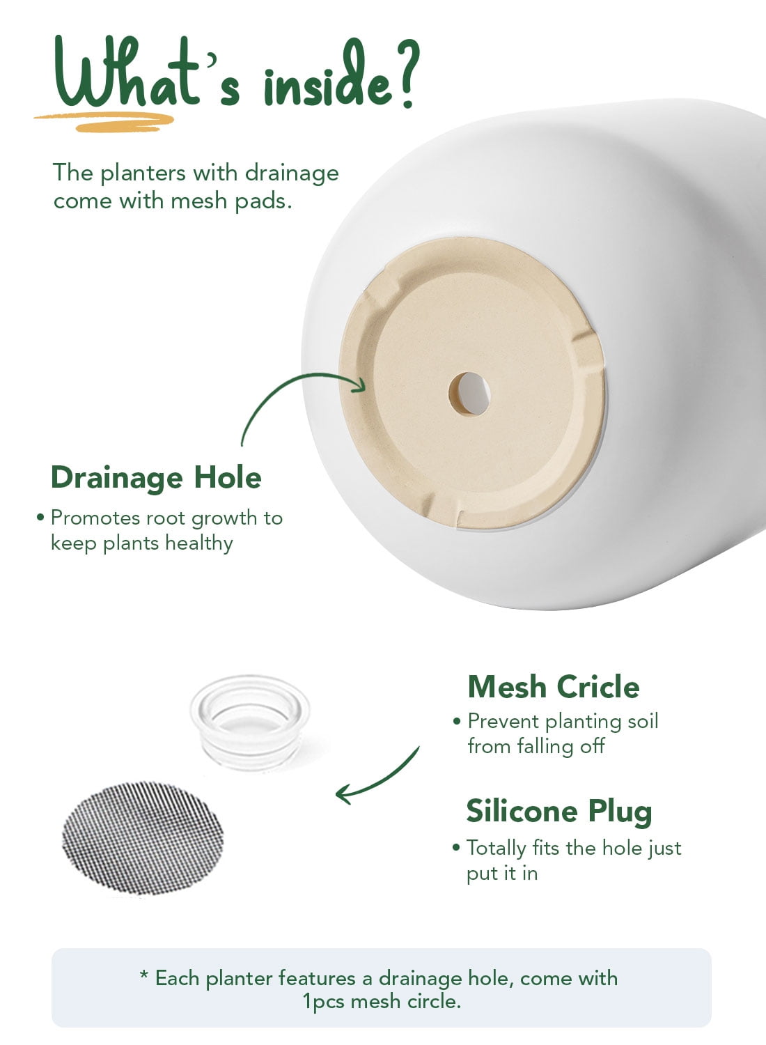 BEMAY 12" Ceramic Plant Pots, Large Flower Pots with Drain Holes& Plug Indoor Planter, White Outdoor Planter - Image 8