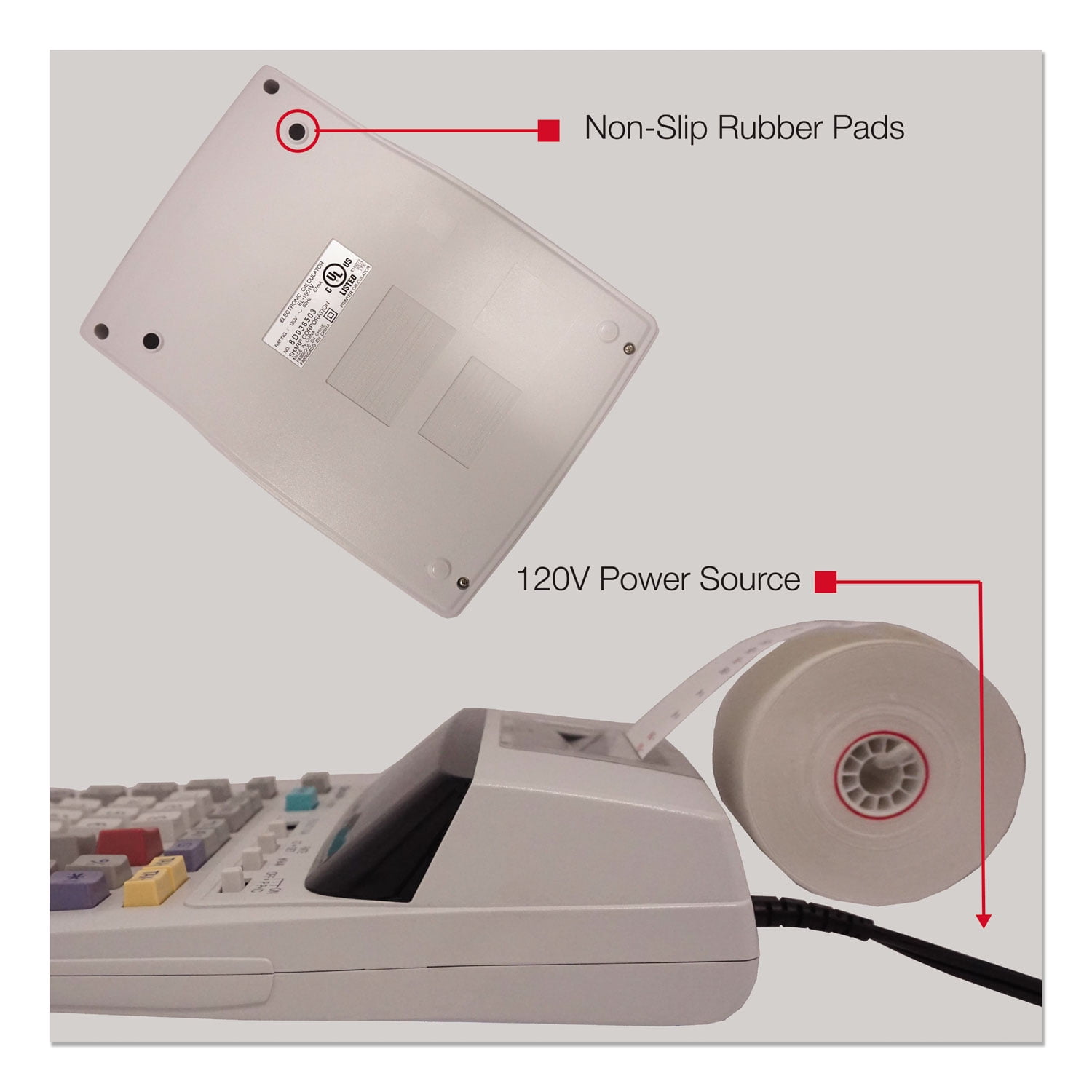 Sharp Calculators EL-1801V Ink Printing Calculator, Fluorescent Display, AC, 2.0 LPS, Off-White - Image 4