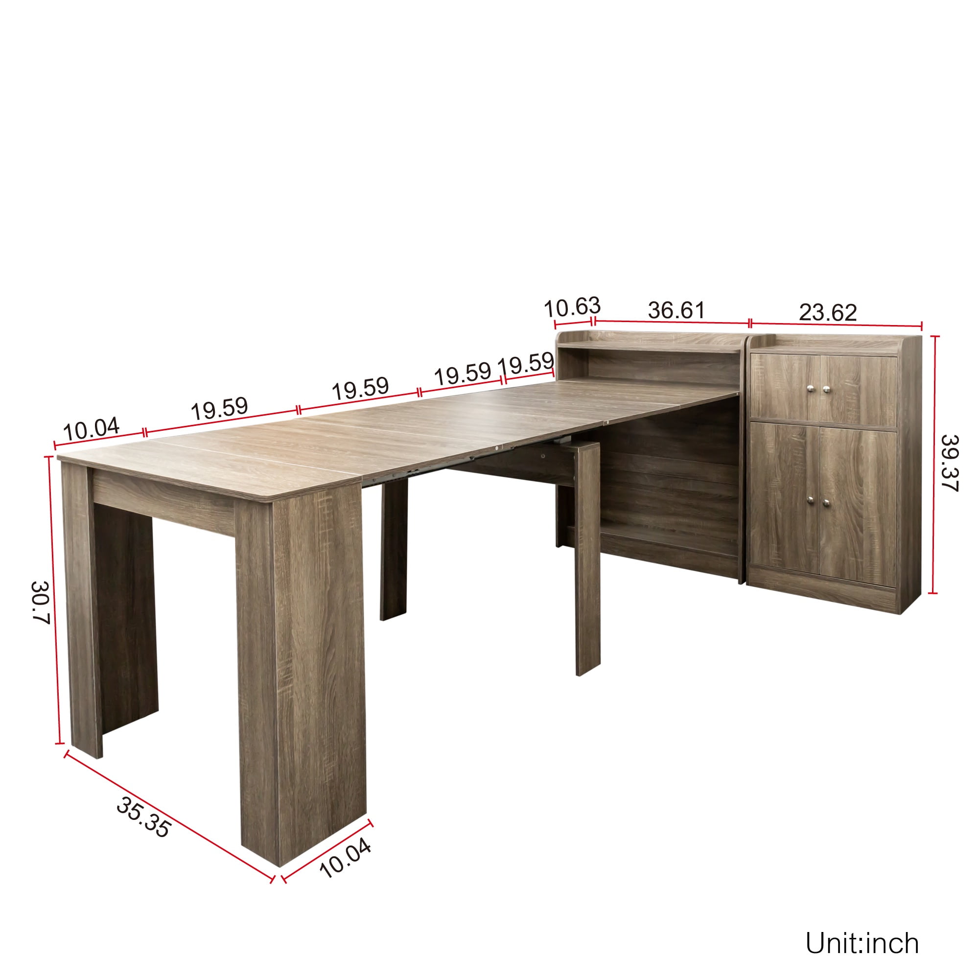 PORKISS Extendable Dining Table, Wooden Kitchen Table with Storage, Classical Dinner table, Modern Rectangle Dining Table for Kitchen, Dining Room, and Living Room, Barn Wood - Image 6