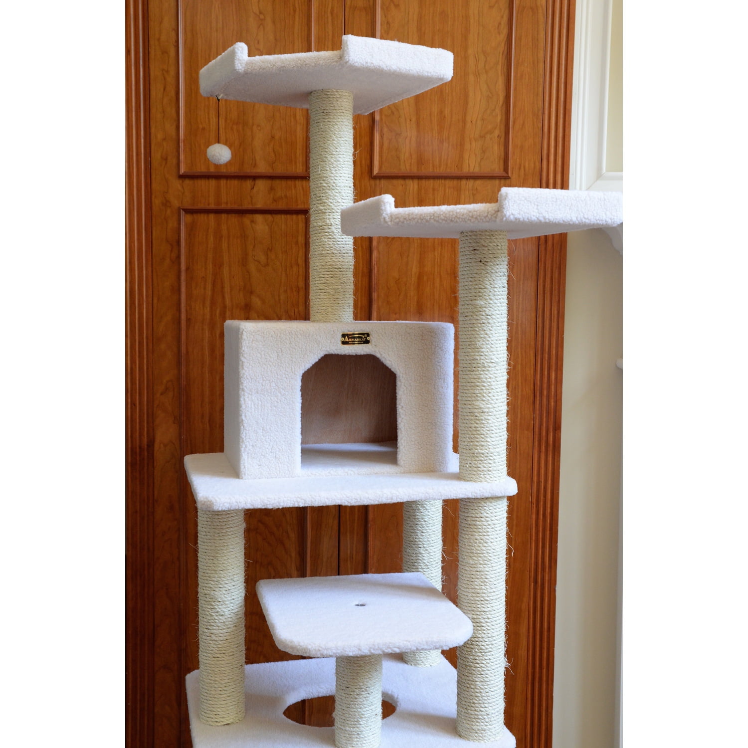 Armarkat 78-in real wood Cat Tree & Condo Scratching Post Tower, Beige - Image 7