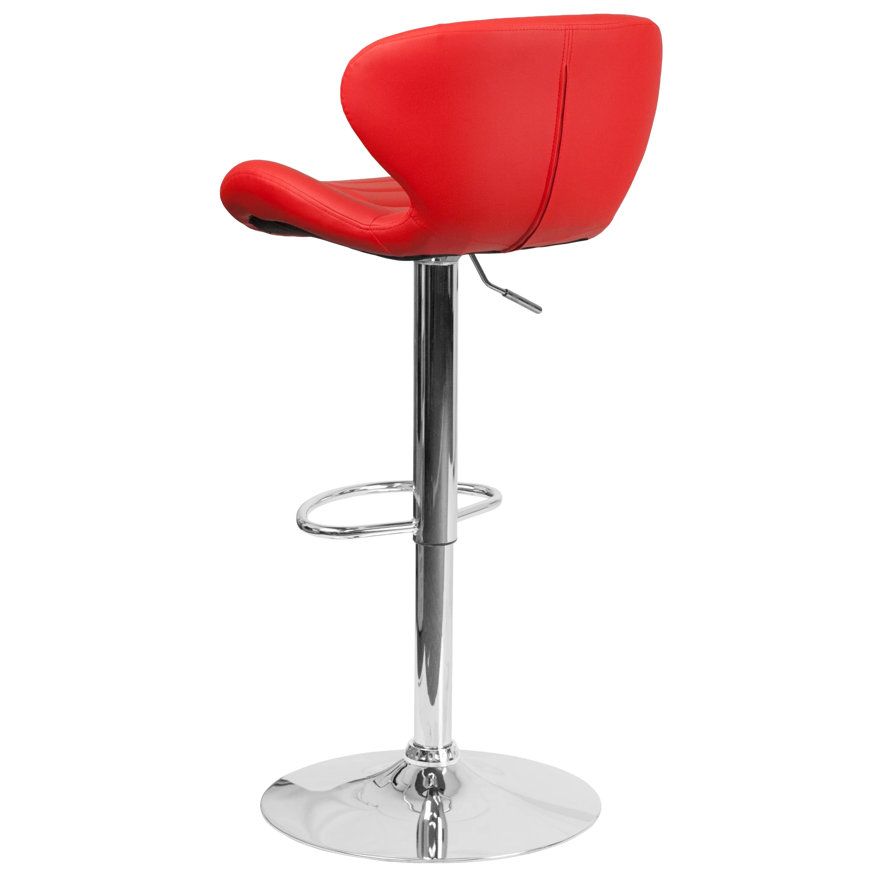 Flash Furniture Francis Contemporary Red Vinyl Adjustable Height Barstool with Curved Back and Chrome Base - Image 11