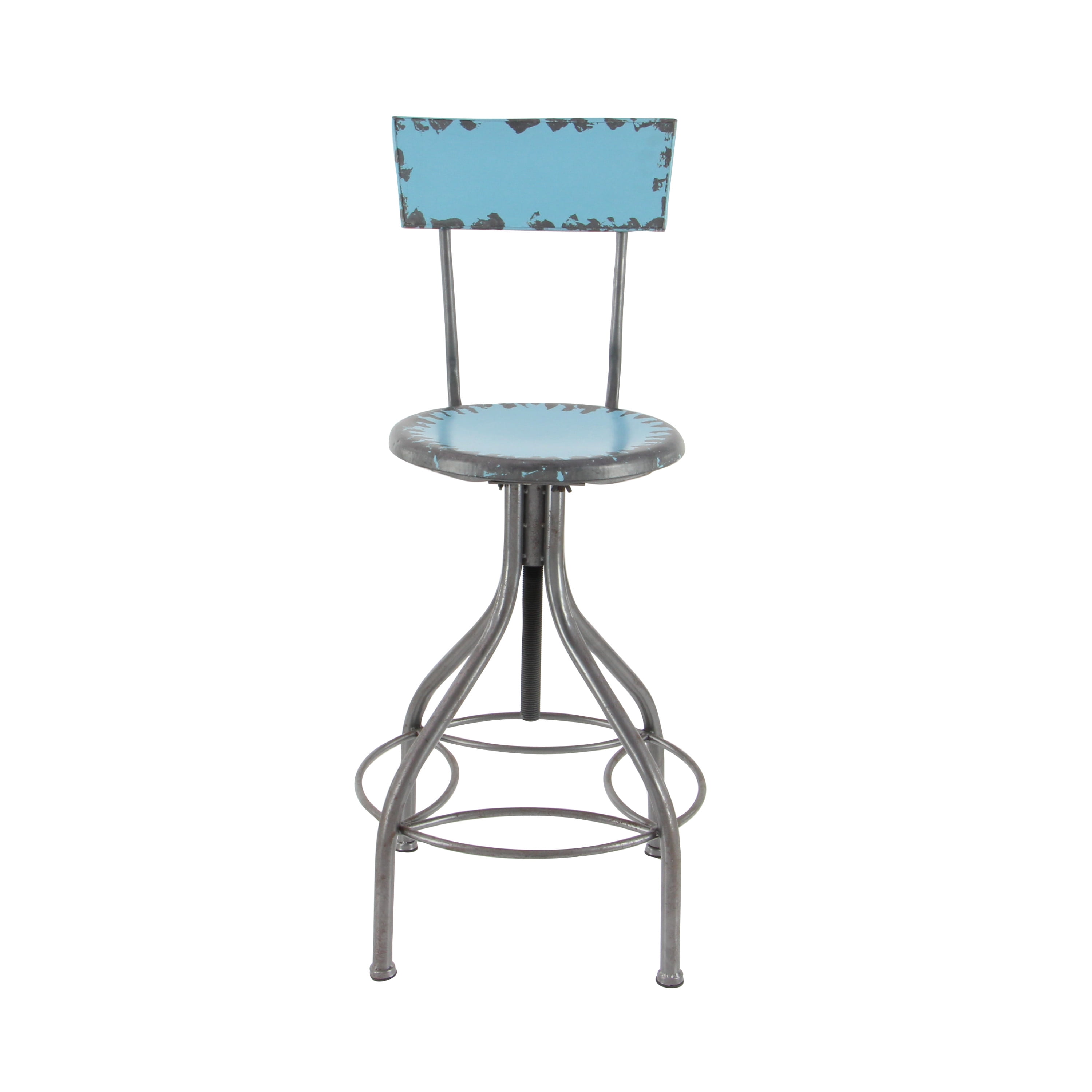DecMode Metal Bar Stool with Backrest, Teal - Image 8