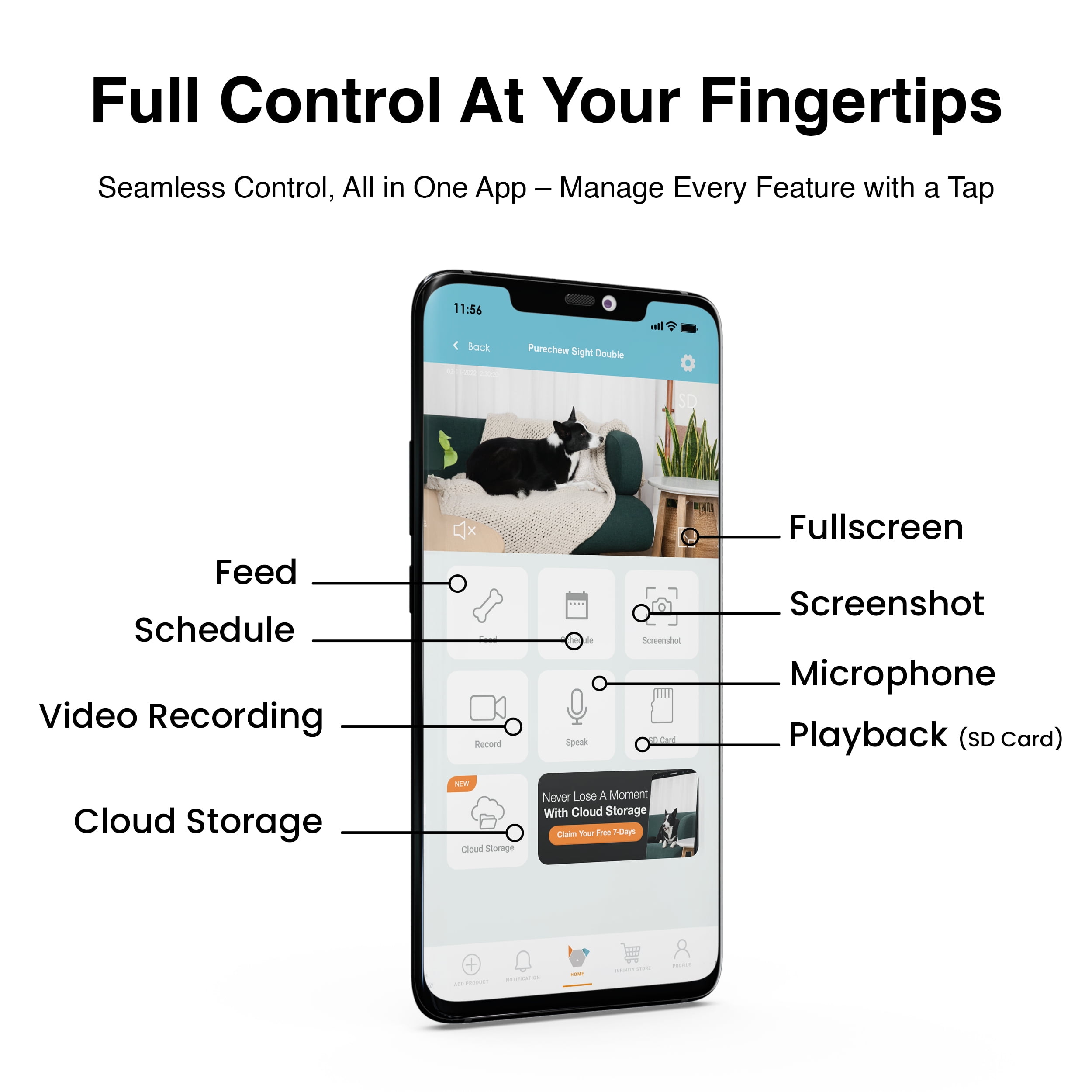 Instachew Purechew Sight Double Automatic Pet Feeder HD Camera Feeder with Double Bowls for Cats and Dogs - Image 7