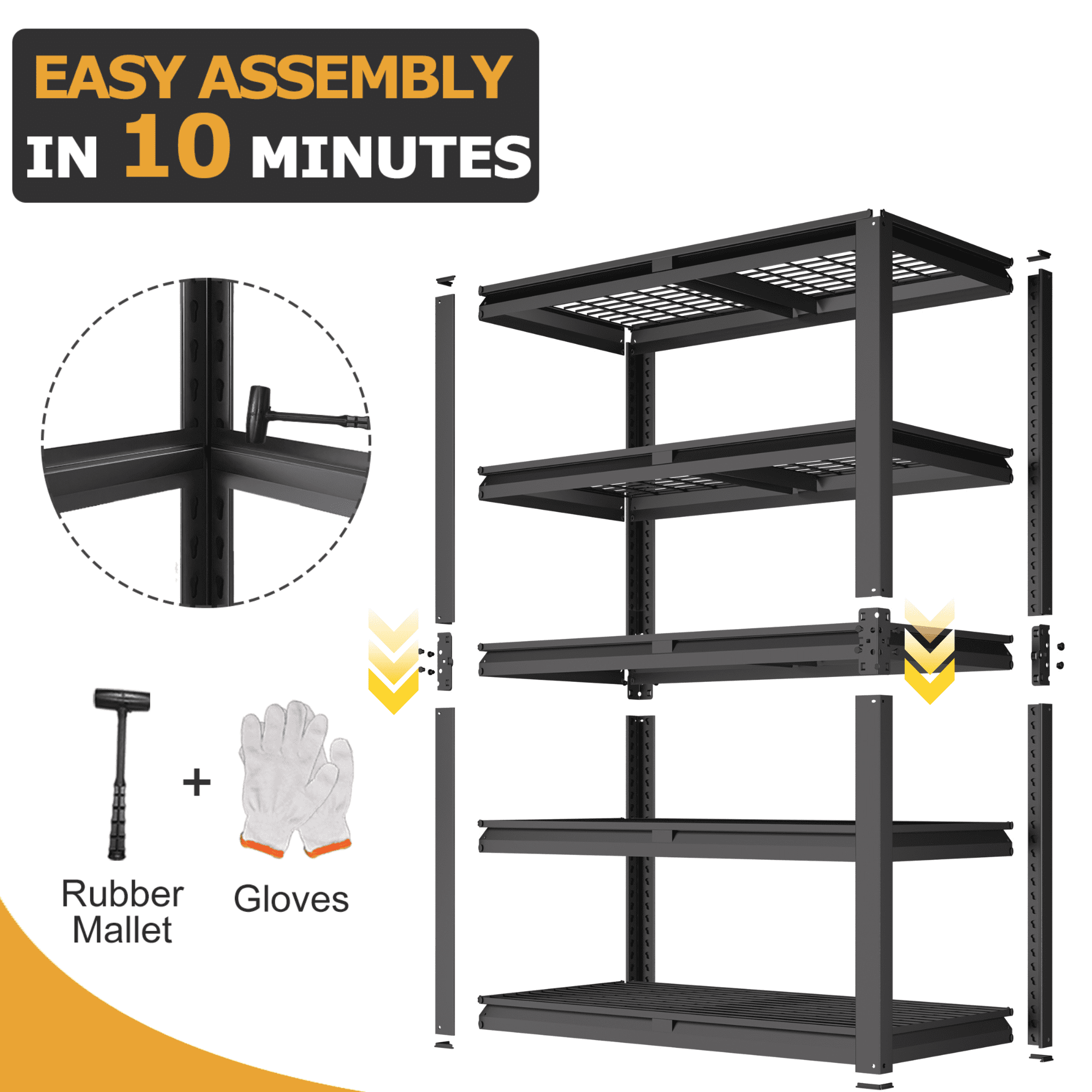 TrumanPick Storage Shelves 2500LBS Metal Wire Shelving Units Garage Storage Rack 48"W x 18"D x 72"H Heavy Duty Adjustable Industrial Shelving - Image 12