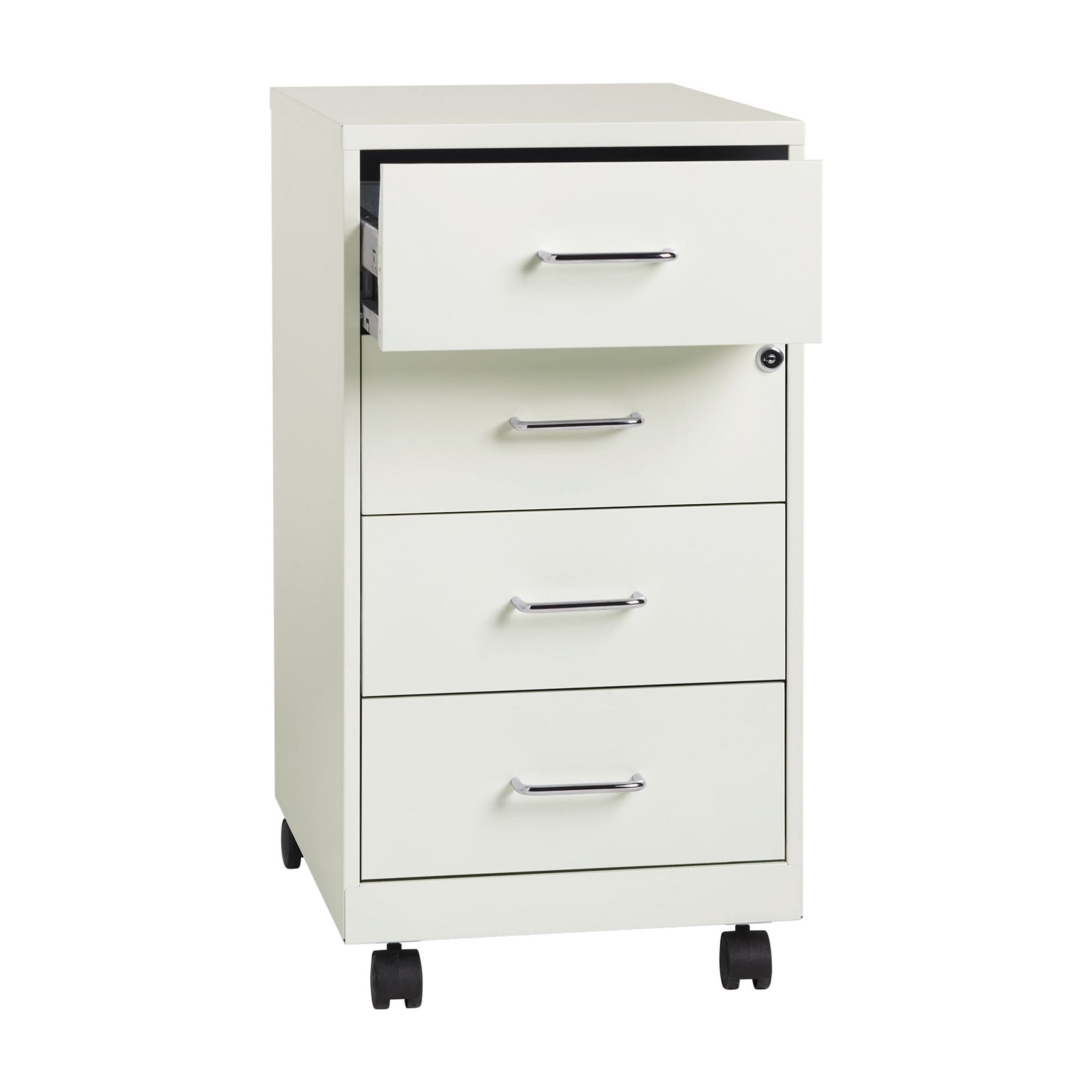 Space Solutions 18" Deep 4 Drawer Metal Mobile Organizer, 4 Box Drawers, Locking, White - Image 7