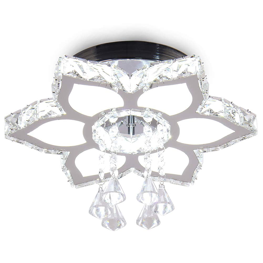 FRIXCHUR Crystal Chandelier Modern LED Flower Shape Chandeliers Flush Mount Chandelier for Bedroom Living Room Dining Room Foyer Closet (Cool White) - Image 7