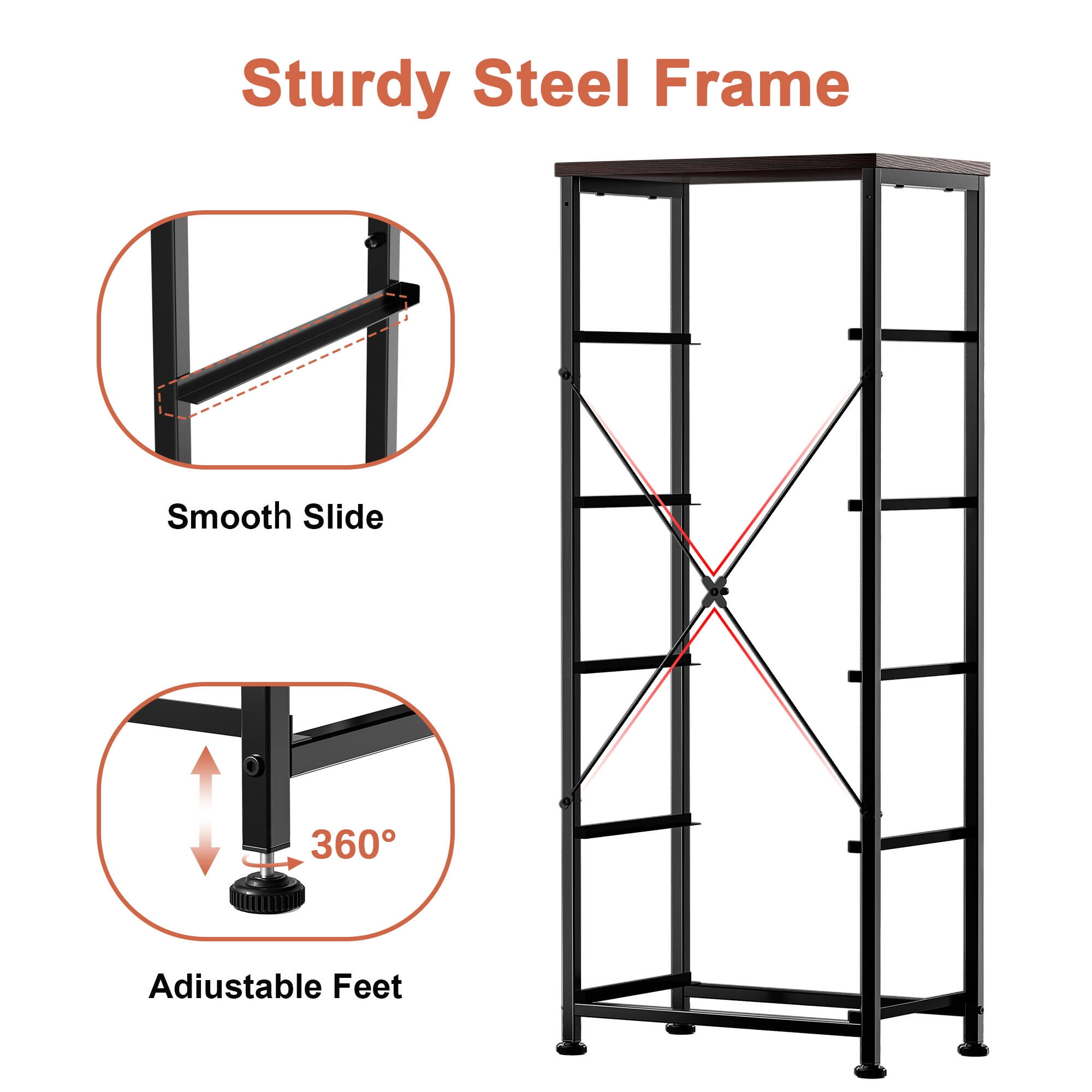 GUNAITO 5 Drawer Dresser for Bedroom Tall Narrow Chest of Drawers Fabric Storage Dresser for Adults,Brown - Image 7