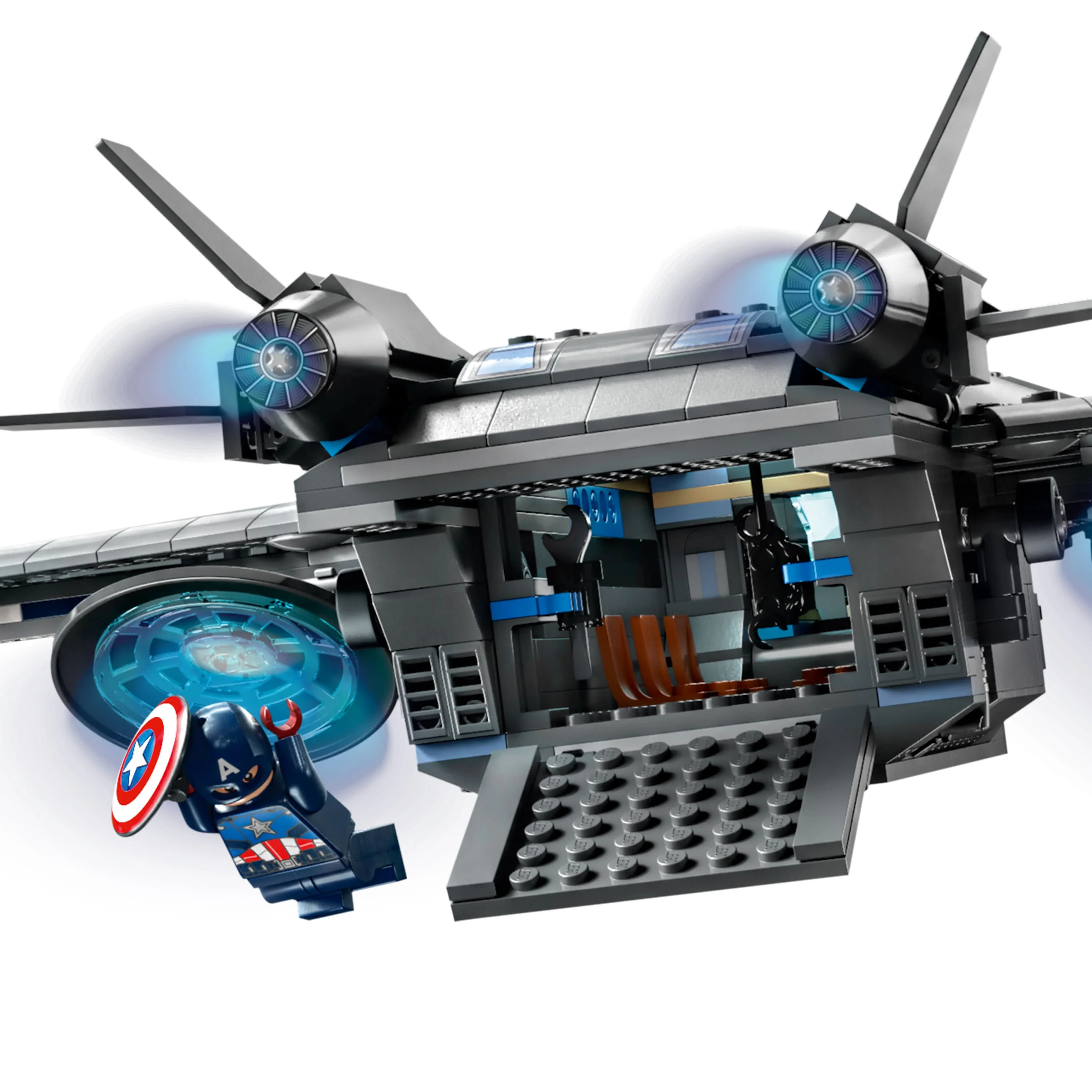 LEGO Marvel The Avengers Quinjet 76248, Spaceship Building Toy Set with Thor, Iron Man, Black Widow, Loki and Captain America Super Heroes Minifigures, Infinity Saga - Image 3