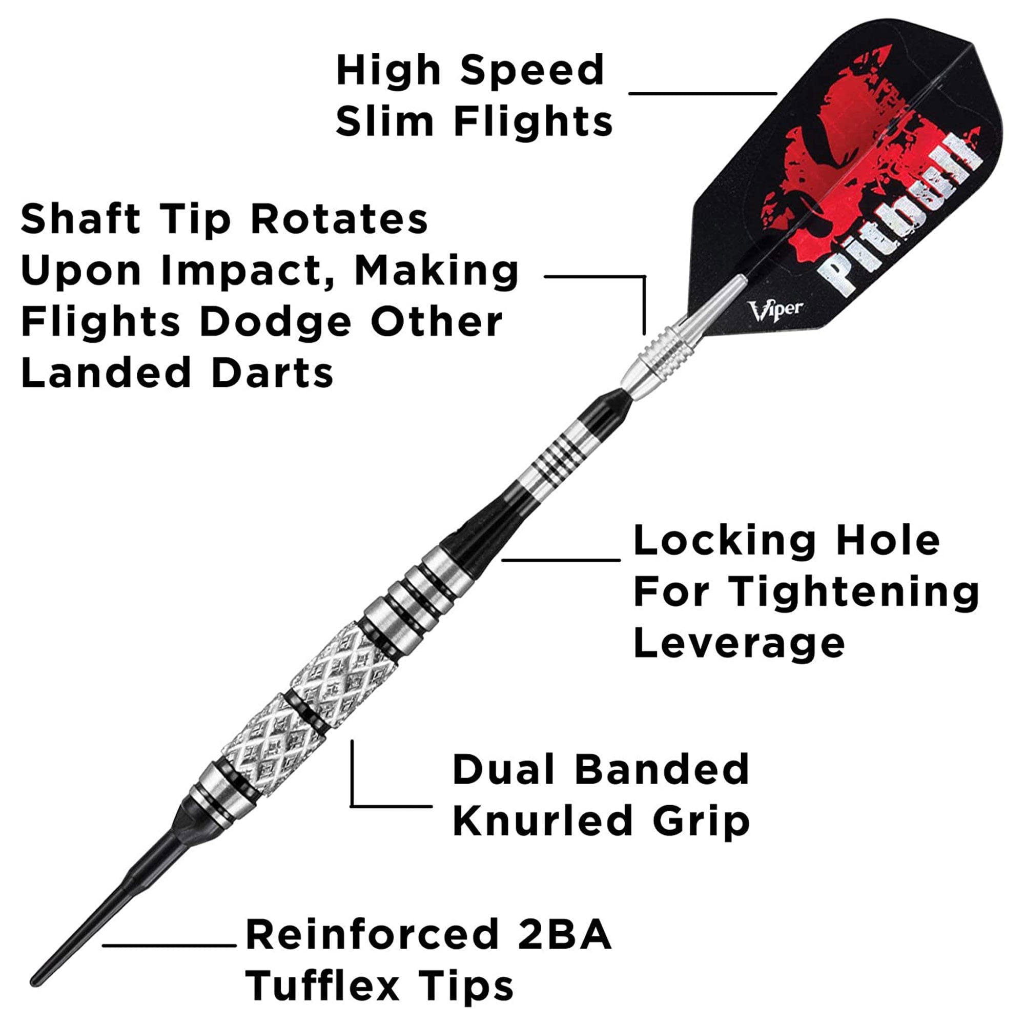 Viper Pitbull 90 Percent 18 Gram Tungsten Soft Tip Diamond Cut Barrel Darts - Image 6
