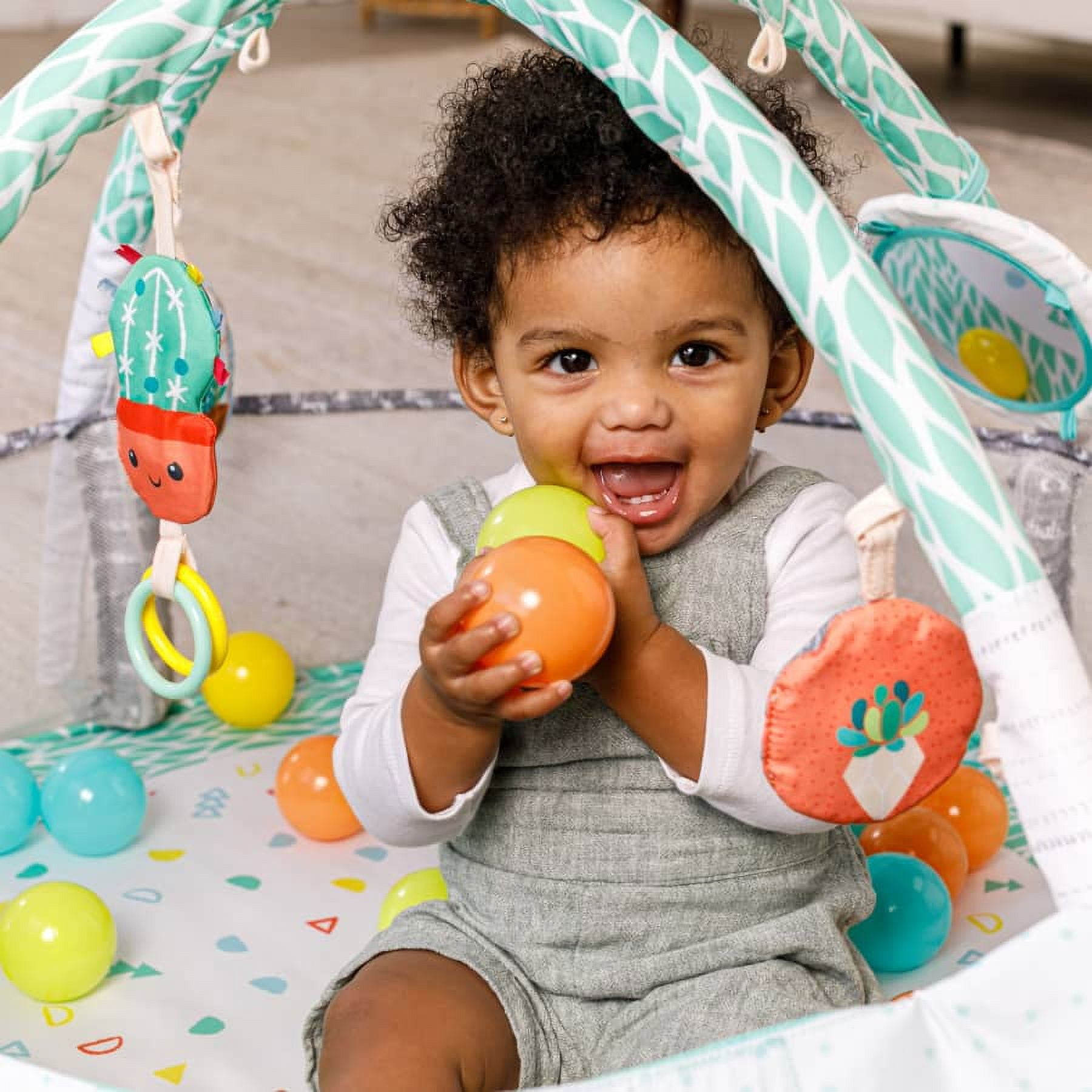 Infantino 4-in-1 Jumbo Baby Activity Gym with Ball Pit, 6-12 Months, Green Succulent - Image 3