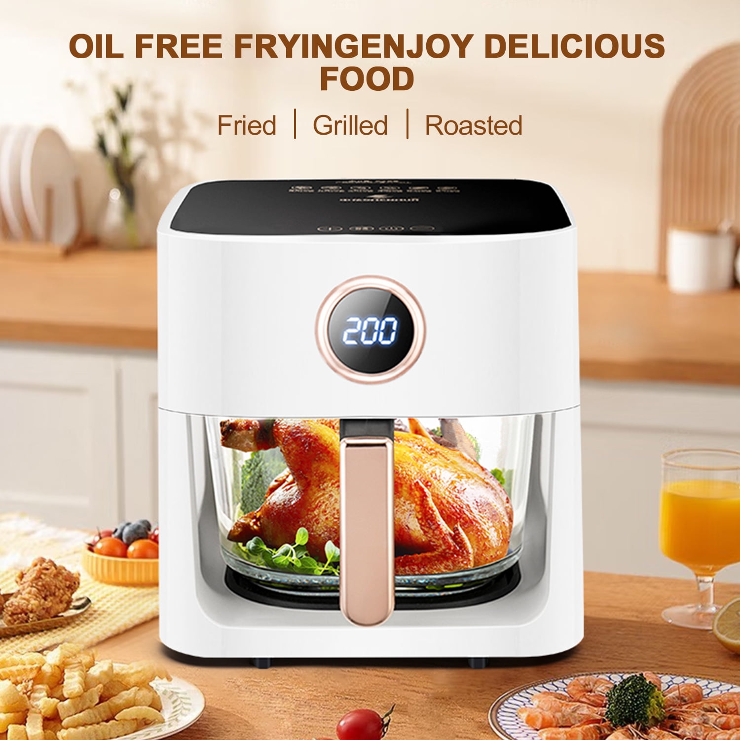 Wobythan Air Fryer 4.2 Quart White Deep Air Fryer With Voice Control, Oil-free Oven For French Fries - Image 15