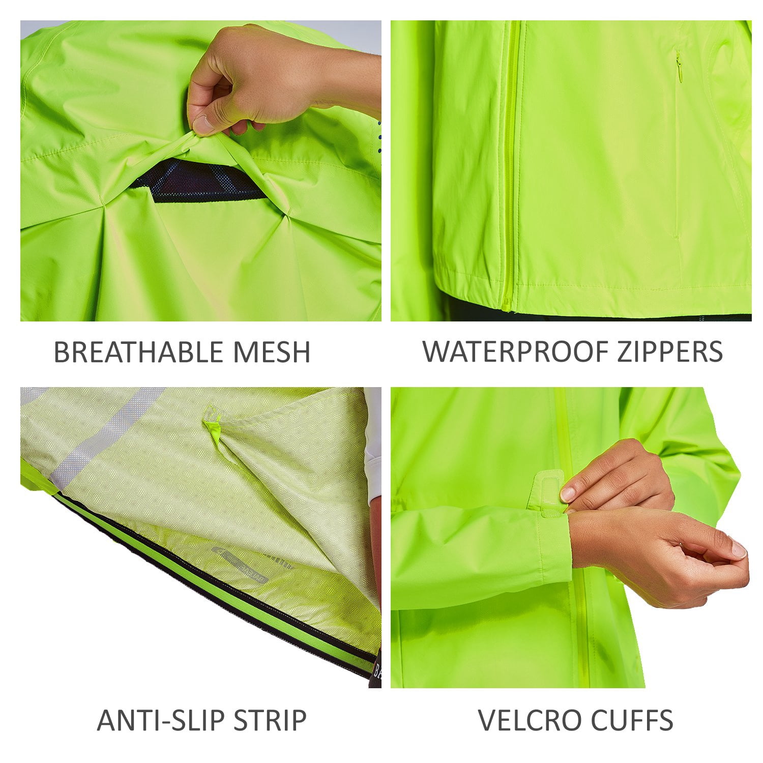 BALEAF Women' Cycling Running Rain Jackets Waterproof Hiking Wind Breakers Golf Lightweight Packable Reflective Fluorescent Yellow Size M - Image 6