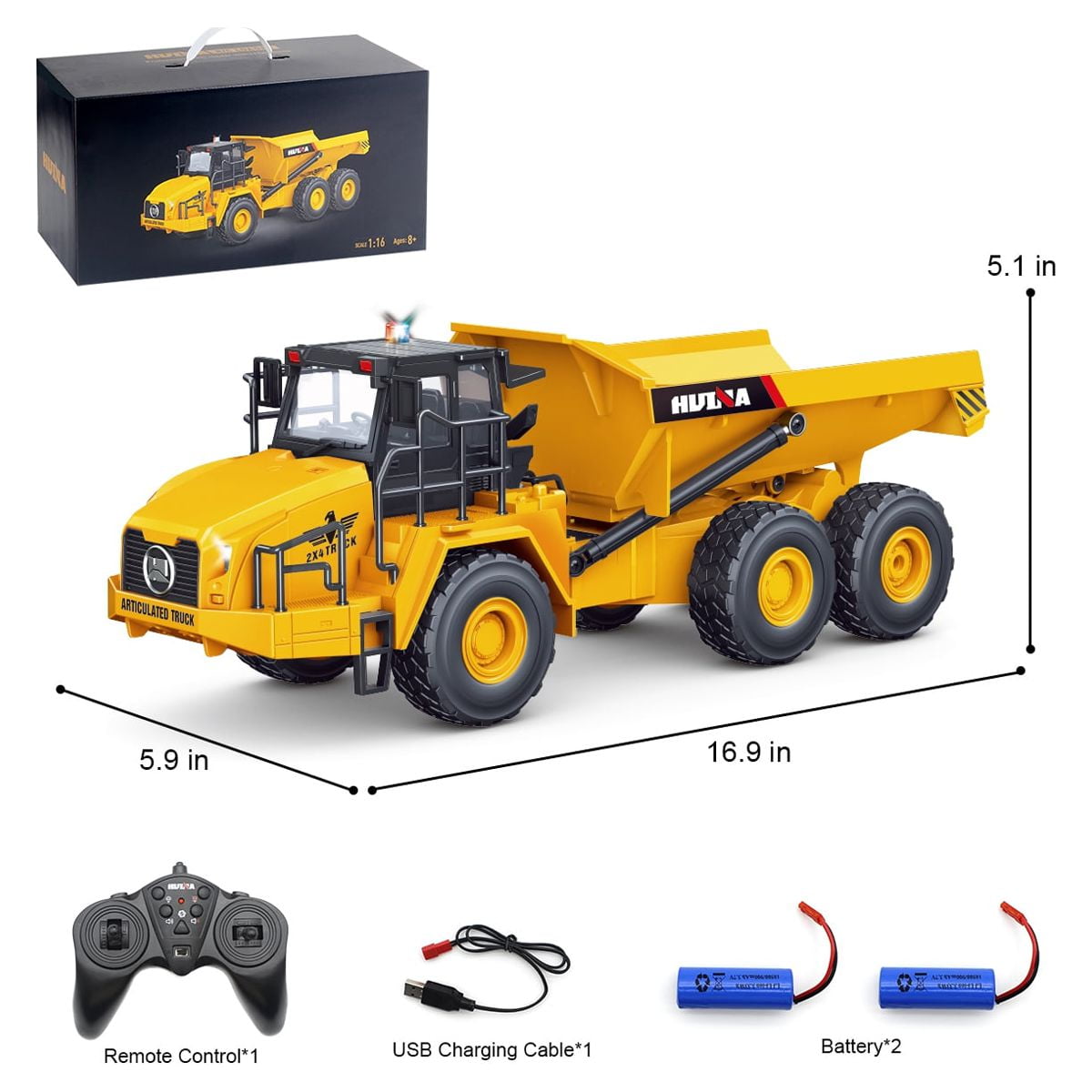 Fisca Hinge Joint Remote Control Dump Truck Toys, 6 Channel RC Construction Vehicles with Lights and Sound - Image 6