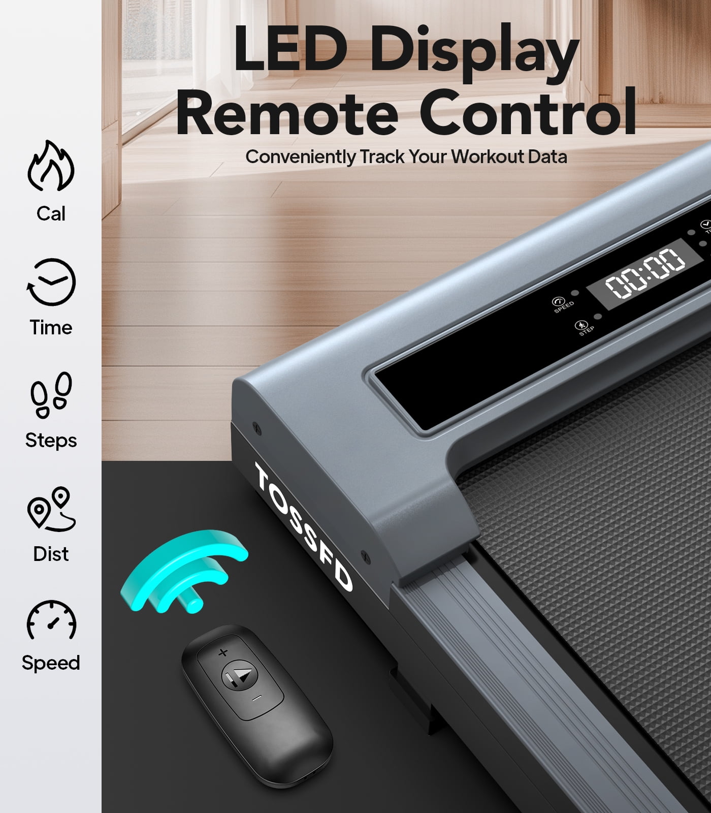 TOSSFD 2.5HP Walking Pad,38.6"*15.7"Walking Area,0.5-3.8MPH Under Desk Treadmill for Home/Office, Walking Jogging Machine with 280 lbs Weight Capacity,X2 - Image 12