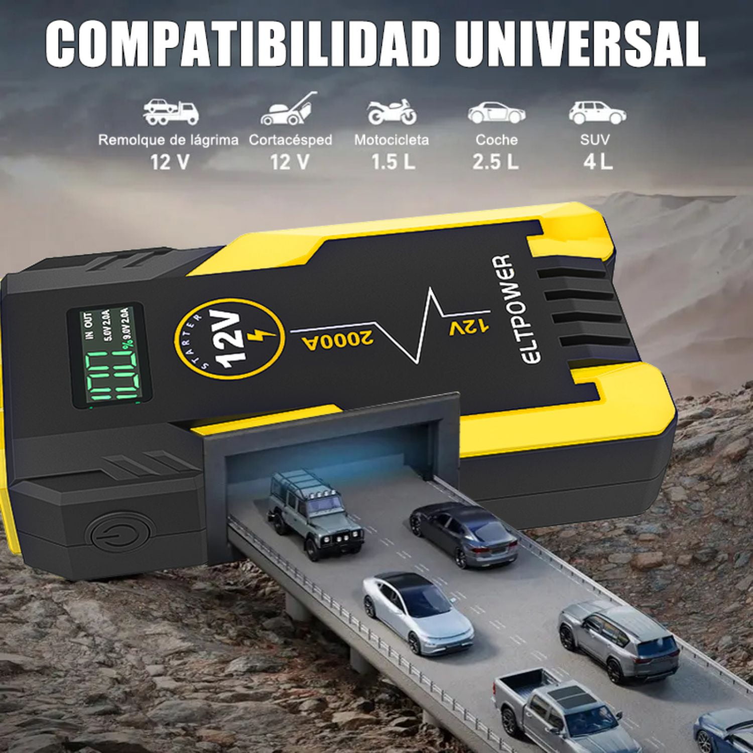 Cheelom 2000A Car Battery Jump Starter, Portable Car Jump Starter with Dual USB Quick Charge and DC Output, 12V Jump Pack with Built-in LED Bright Light, Yellow - Image 15