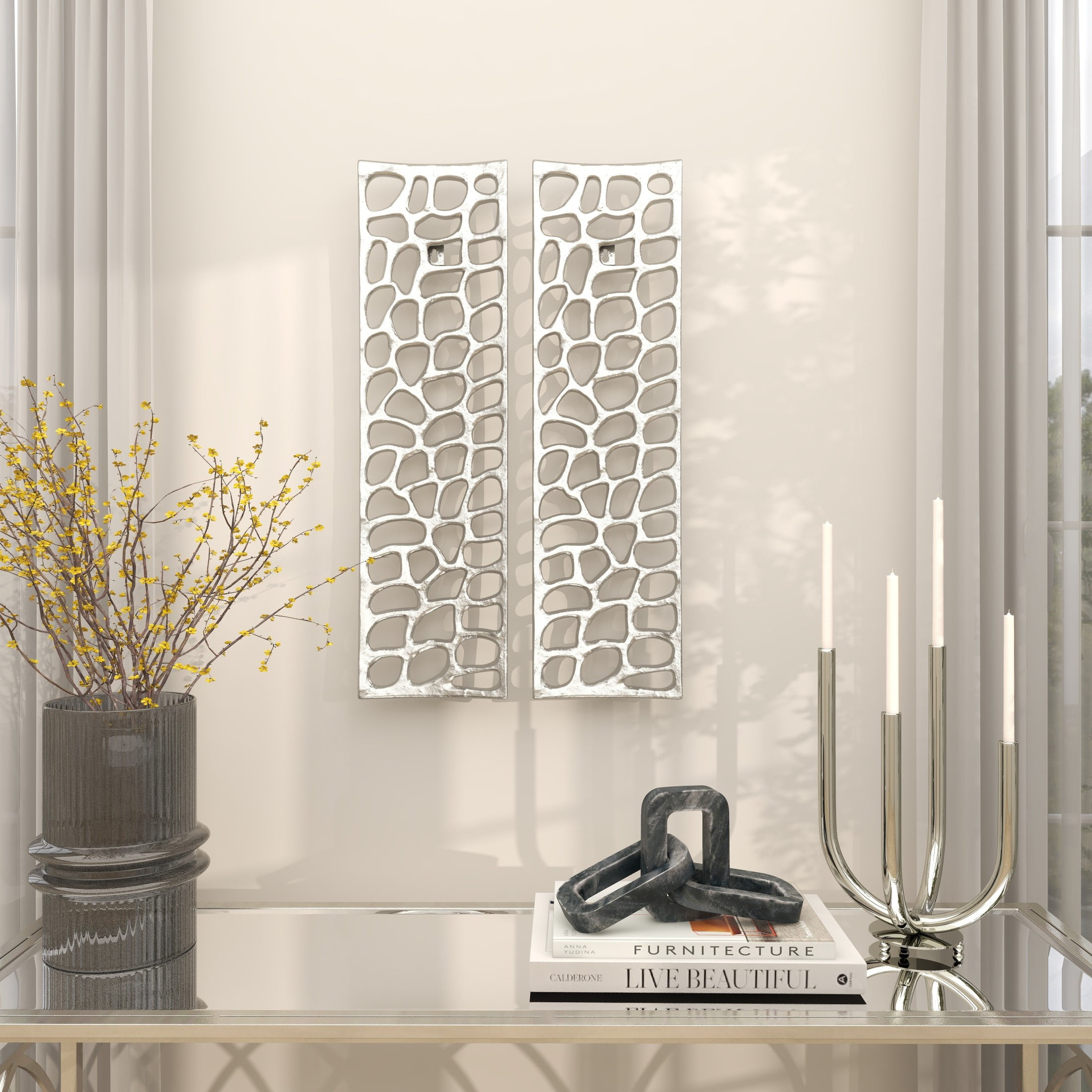 DecMode Silver Aluminum Metal Cutouts Abstract Wall Decor (2 Count) - Image 11