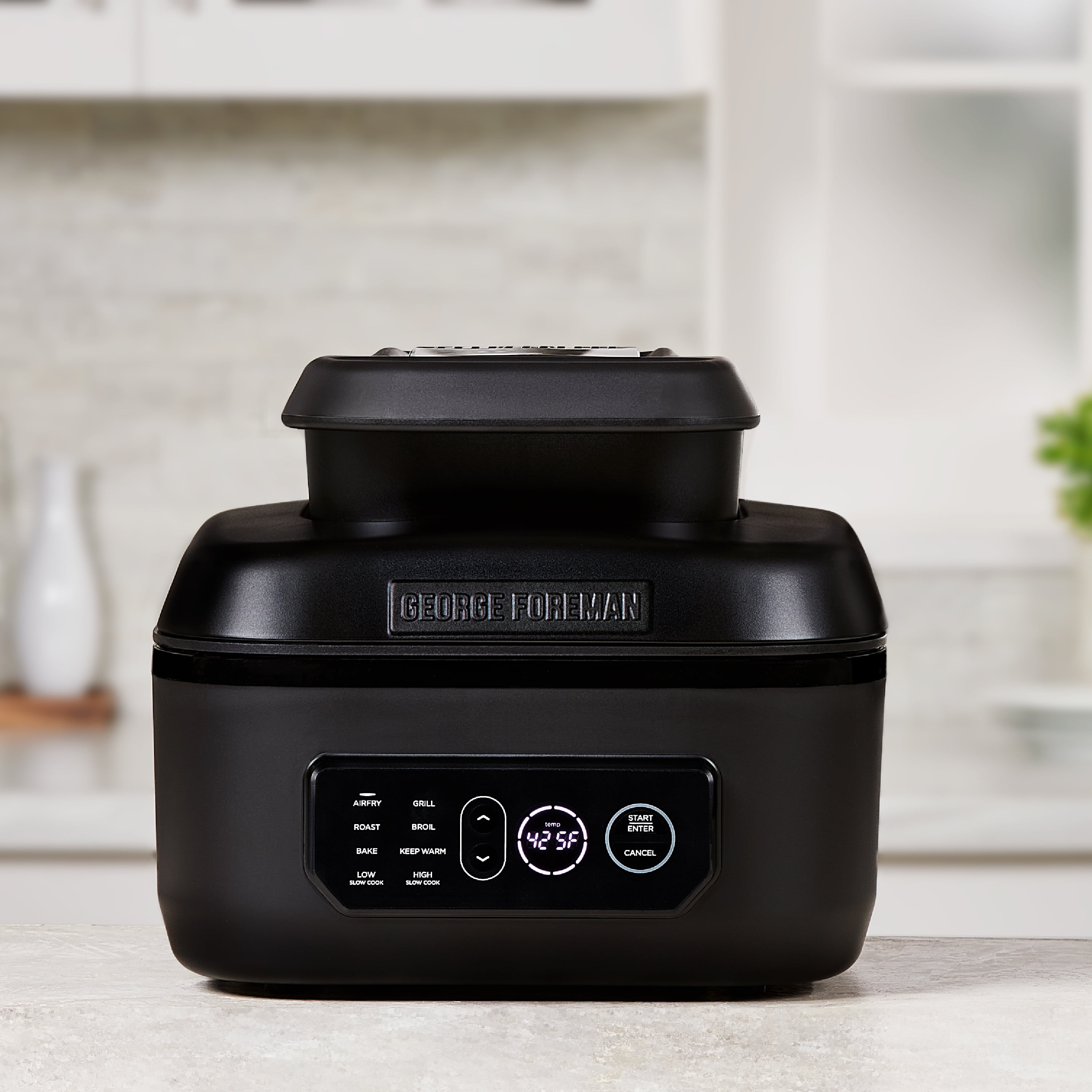George Foreman 7-Serving 6 Qt Electric Indoor Grill and Air Fryer, 7-in-1 Functionality, Black - Image 3