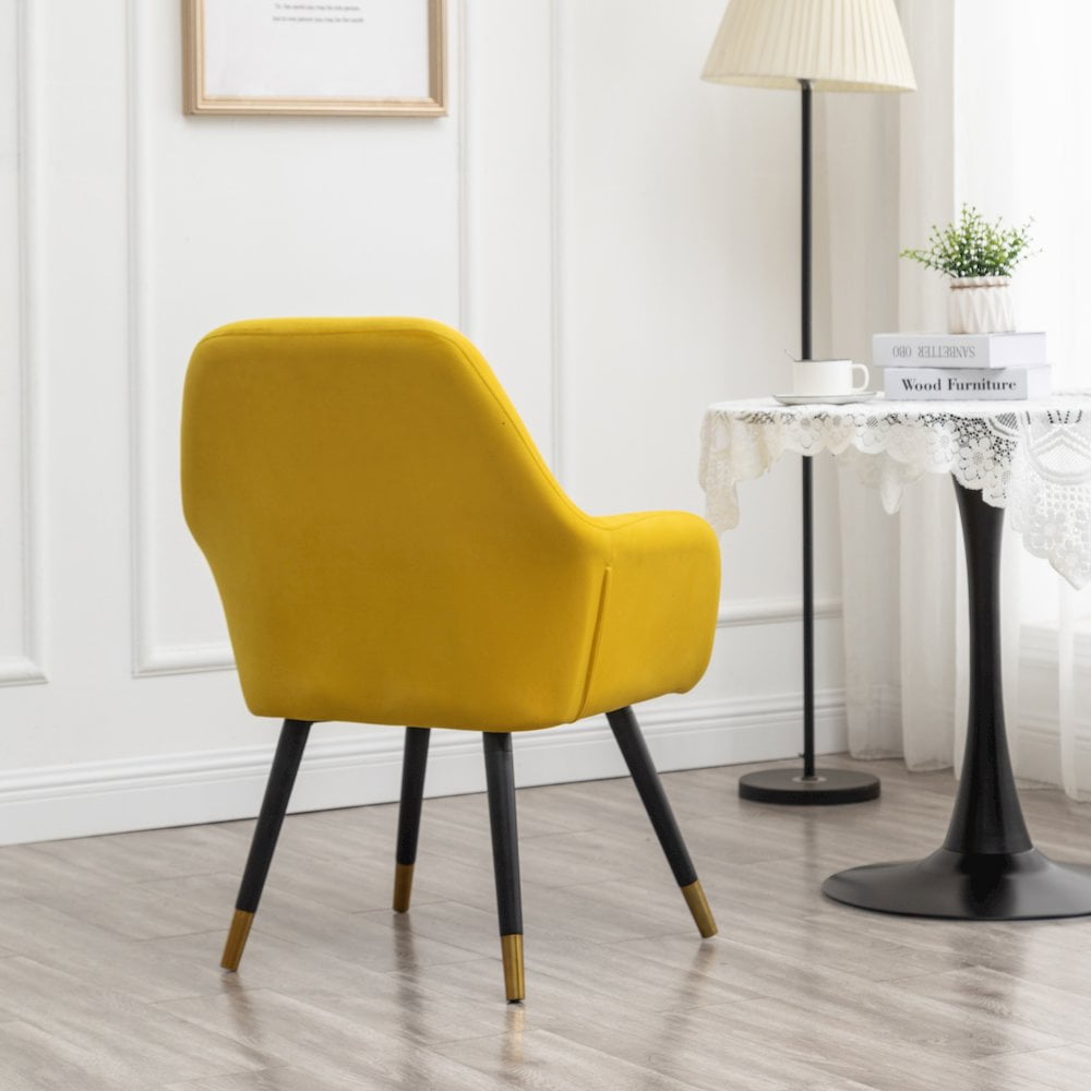 Tuchico Contemporary Velvet Upholstered Accent Chair in Yellow - Image 2