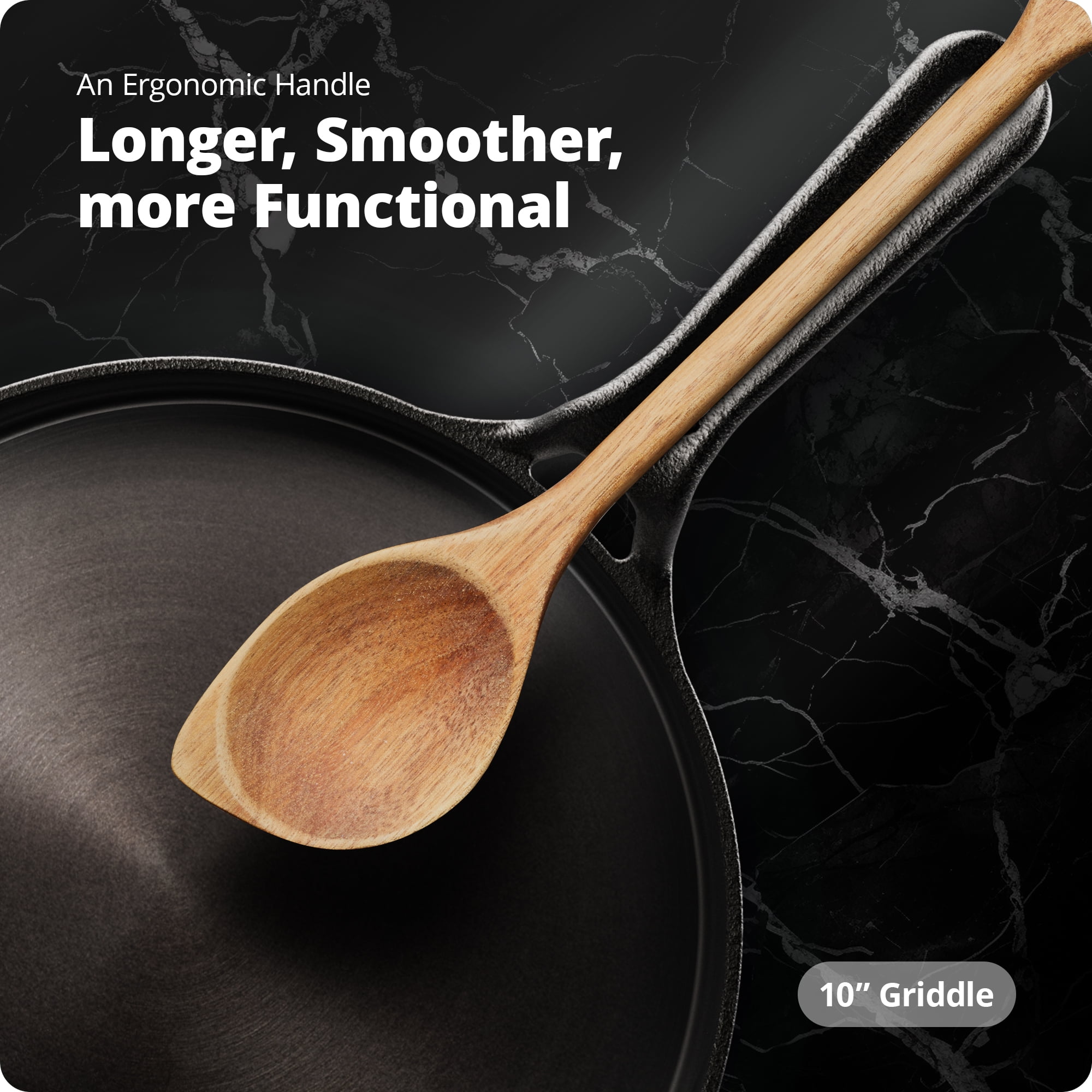 Greater Goods Cast Iron Home Griddle,Pre-Seasoned 10 inch Pan Surface, Black - Image 2