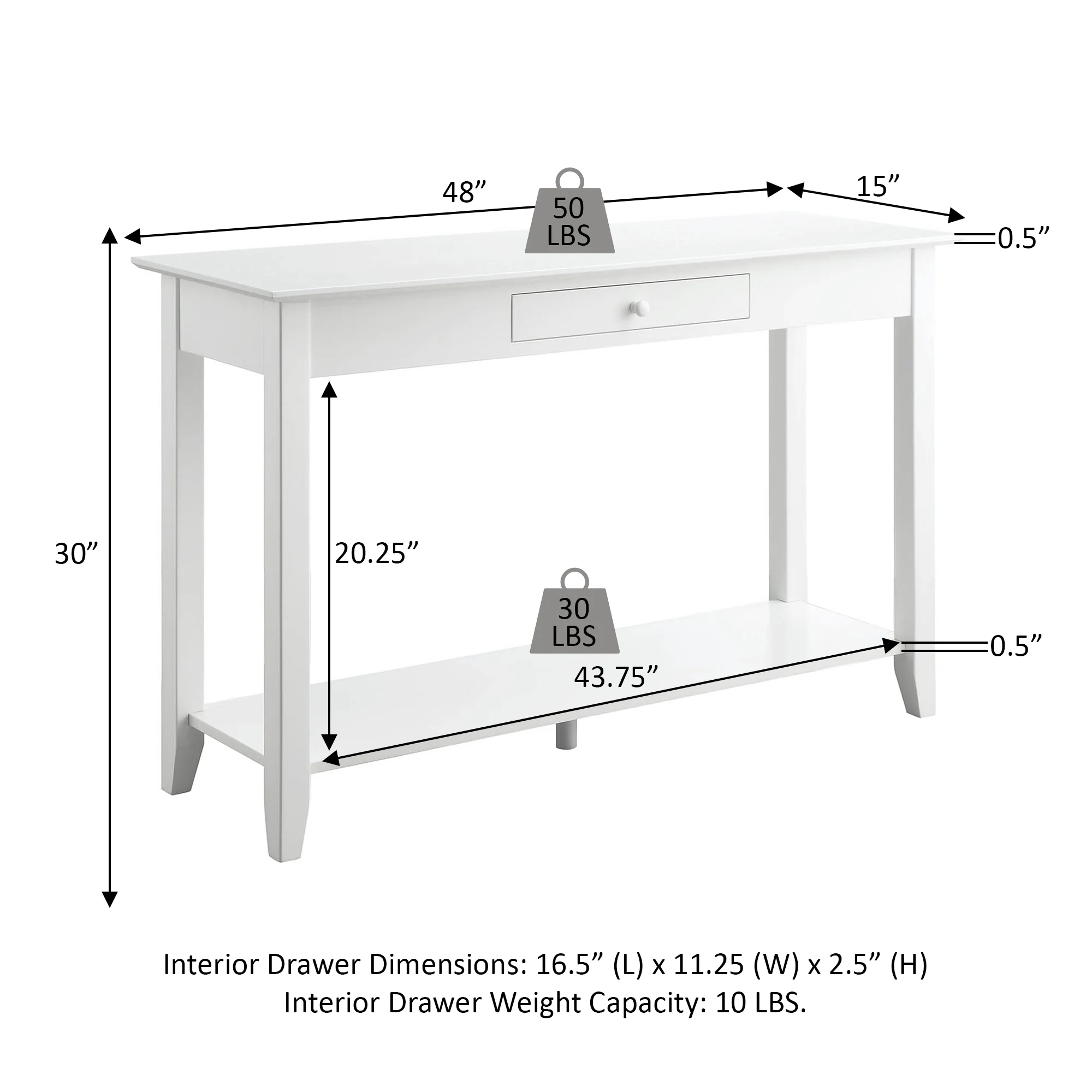 Convenience Concepts American Heritage 1 Drawer Console Table with Shelf - Image 3