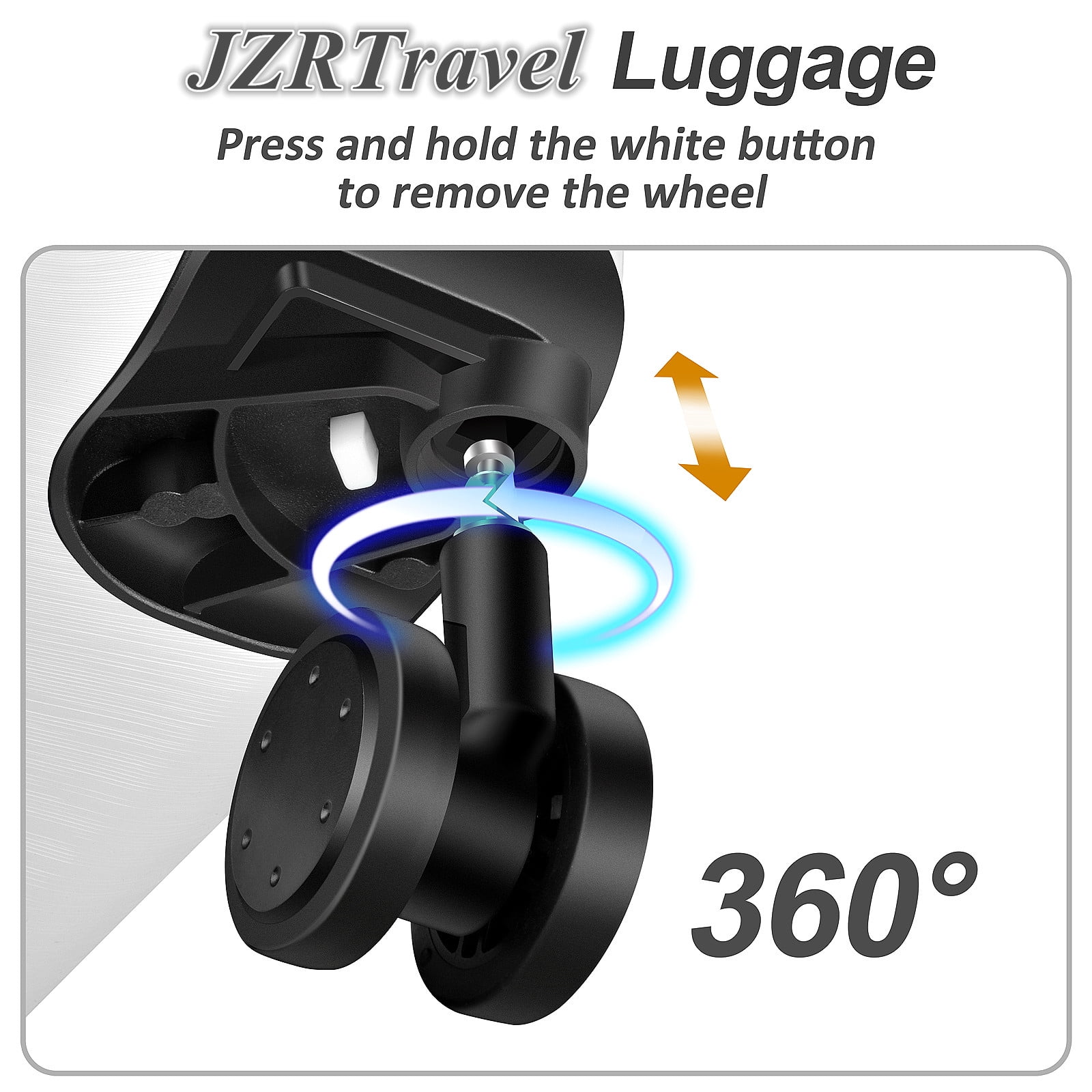 JZRTravel 24 Inch Checked Luggage Hardshell PC+ABS Suitcase Trolley Case with Removable Spinner Wheels Built-in TSA Lock, White - Image 2