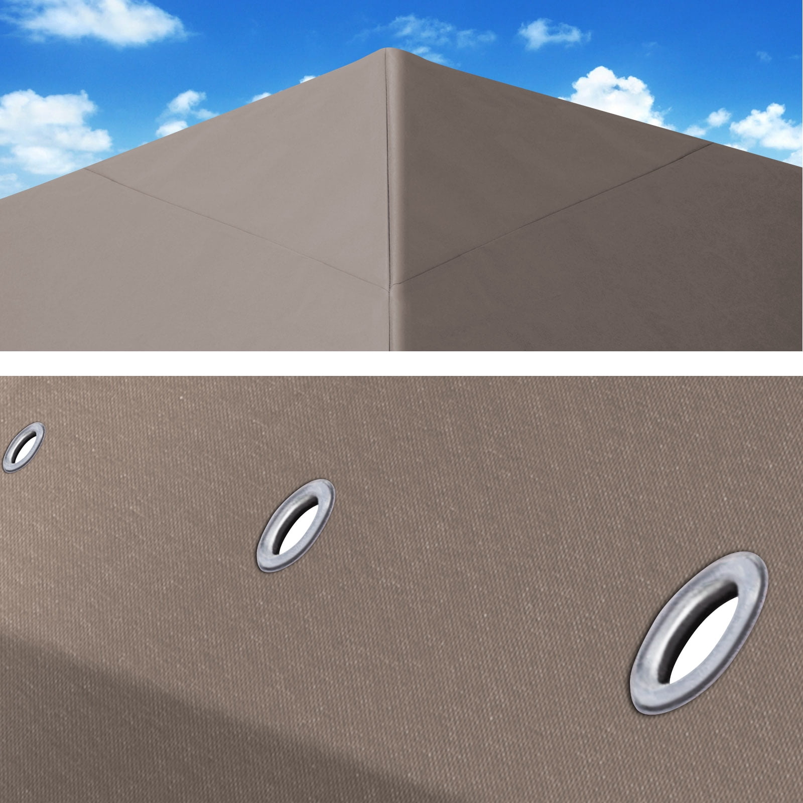 SUNNY 10x10 FT Gazebo Replacement Canopy Top Single Tier Canopy Top Cover (Taupe) - Image 8