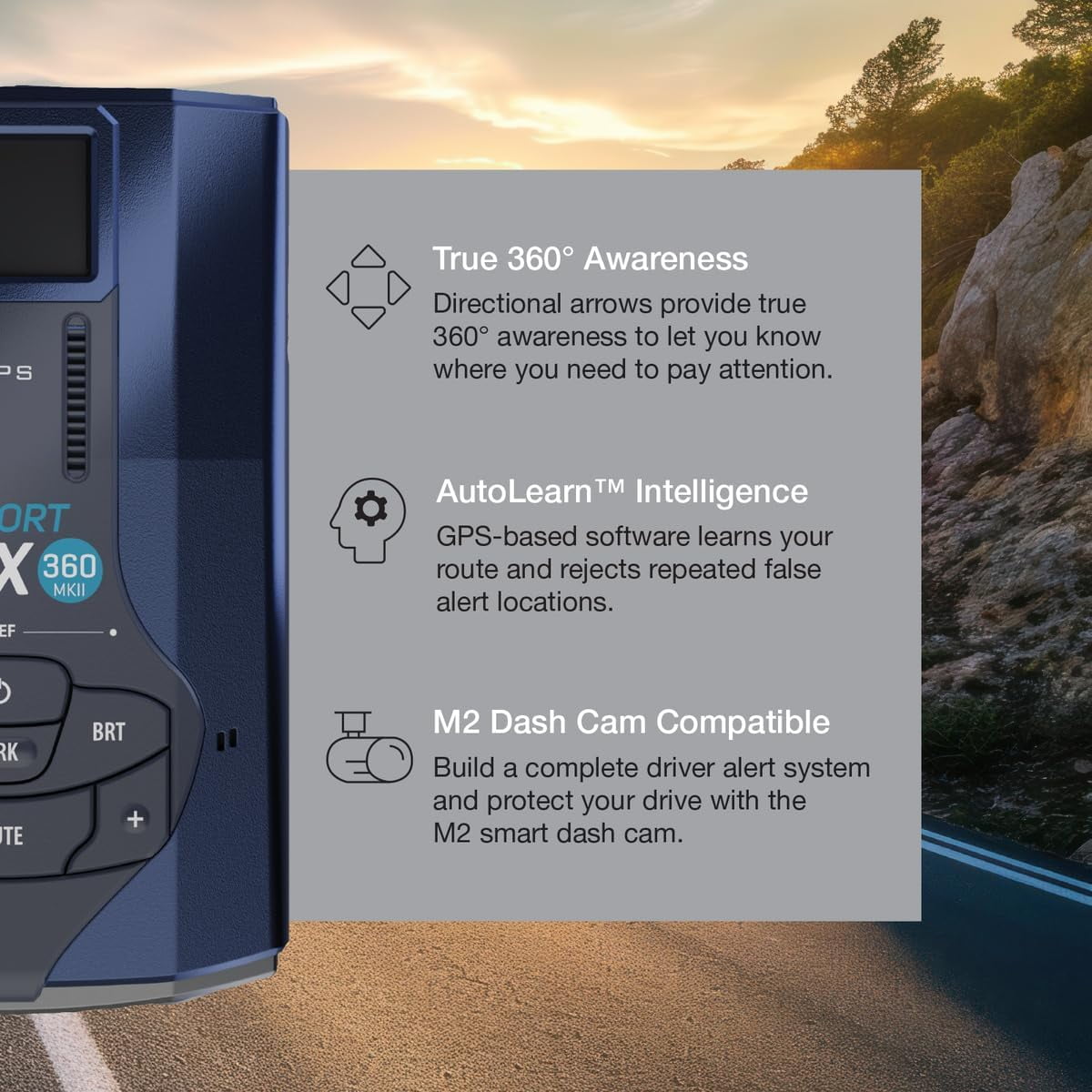 Escort MAX 360 MKII Bluetooth Radar Detector (Blue Edition), 360° Awareness, Exceptional Range, Apple CarPlay & Android Auto - Image 2