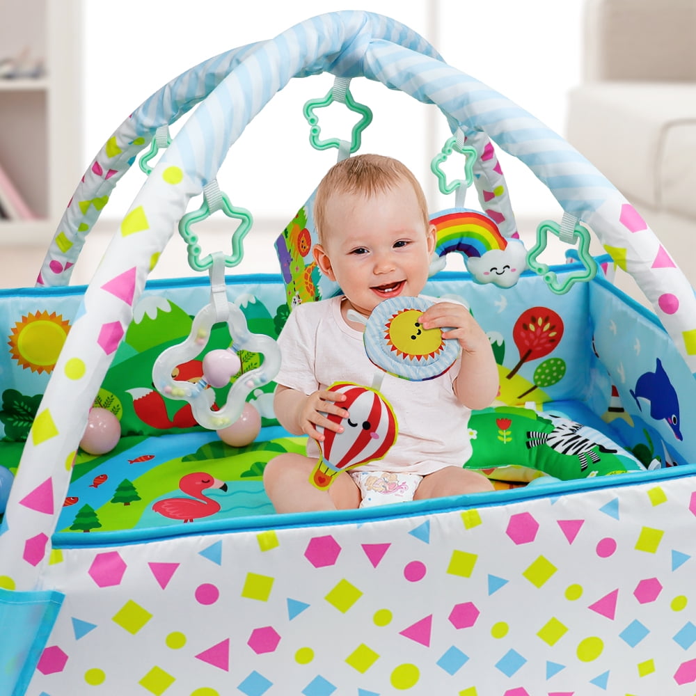 Dr.Rapeti Baby Play Gym Mat with Ball Pit 47x40 inches Colorful Animal Planet Style Activity Gym Center Tummy Time Mat for Newborn Infant Baby Toddler - Image 6