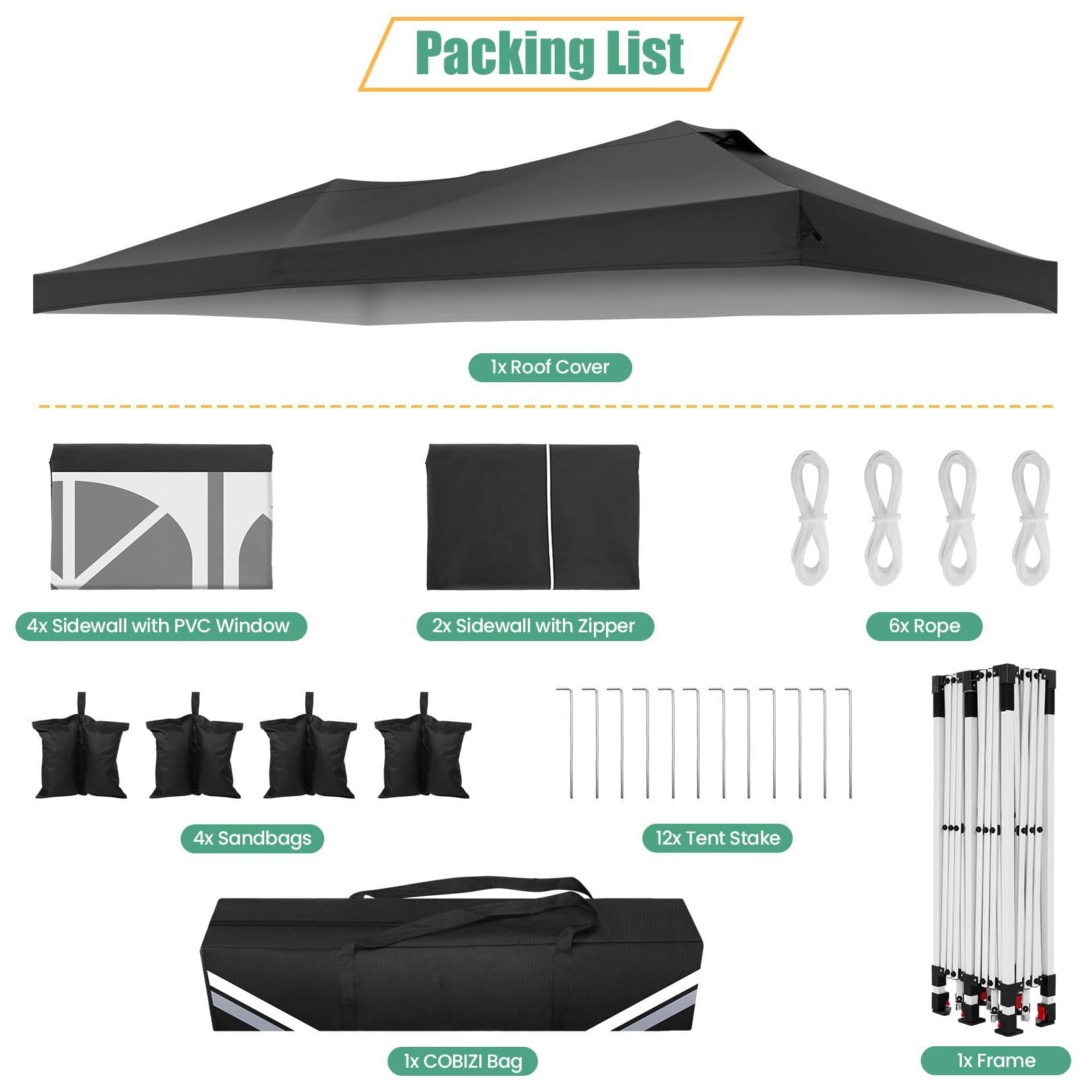 HOTEEL 10x20 Pop up Canopy Tent, Waterproof Commercial Tent with 6 Removable Sidewalls & Air Vent,One Push Setup Outdoor Sun Shelter Gazebo for Parties, Wedding, Black - Image 4