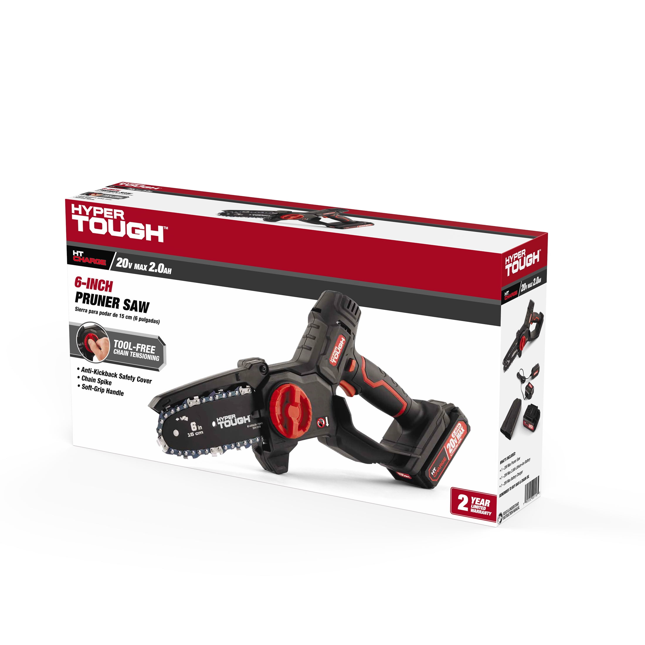 Hyper Tough 20-Volt 6-inch Mini Chainsaw with Battery and Charger, HT13-401-003-03 - Image 3