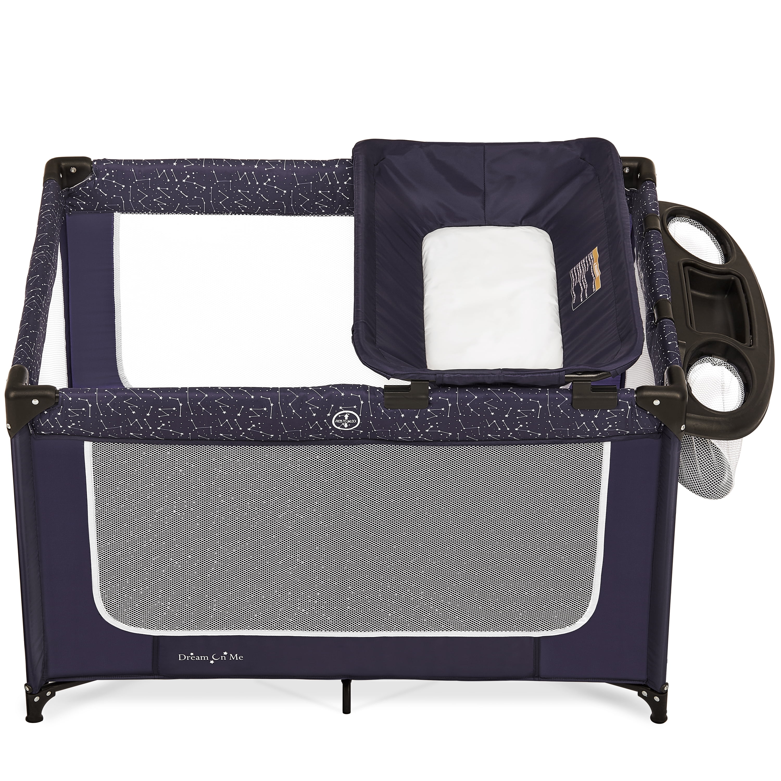 Dream On Me Emily Rose Deluxe Playard with Changing Tray and Infant Bassinet | with Canopy | Waterproof Fabric | with Changing Station | JPMA Certified | Lightweight In In Galaxy Blue - Image 27