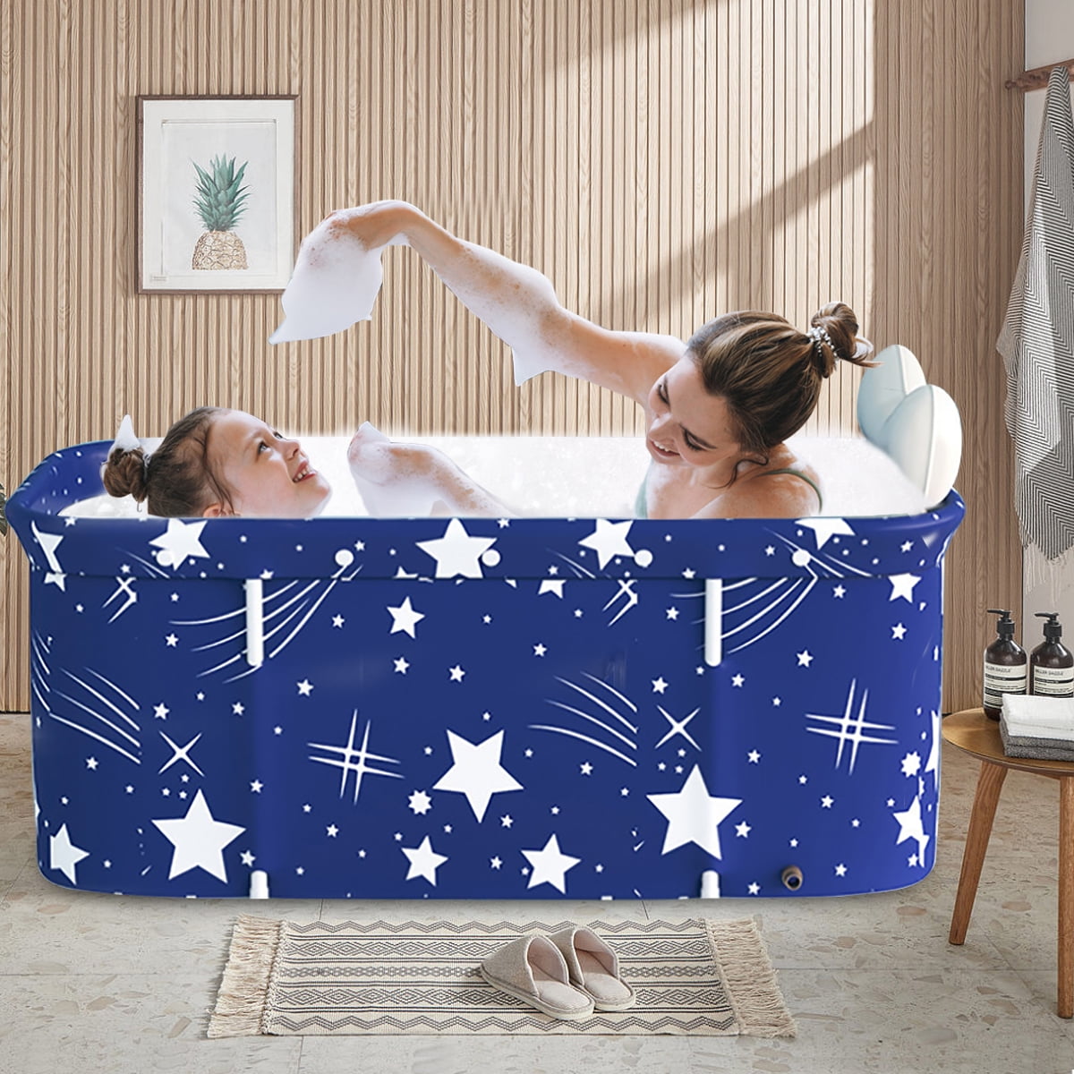 SLLINGLUO 47in Portable Foldable Bathtub for Adult, Family Bathroom Spa Tub, Hot Bath Ice Bath - Image 4