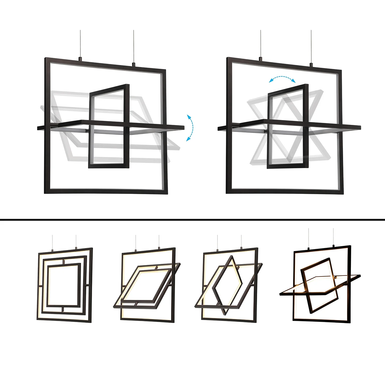 Modern Square LED Pendant Light for Kitchen Island, Dinning Room, Living Room Square Chandelier, Shape Adjustable - Image 8