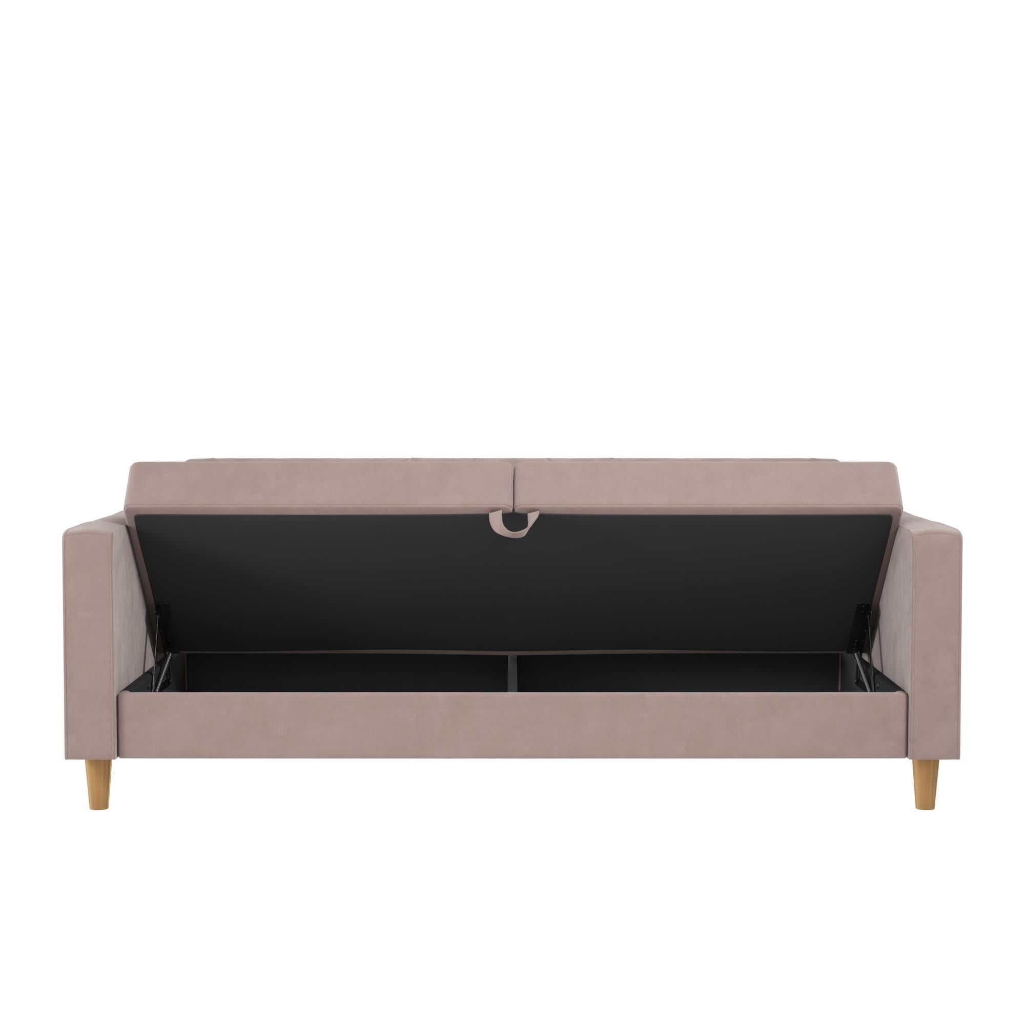 CosmoLiving Liberty Futon with Storage, Blush Velvet - Image 26