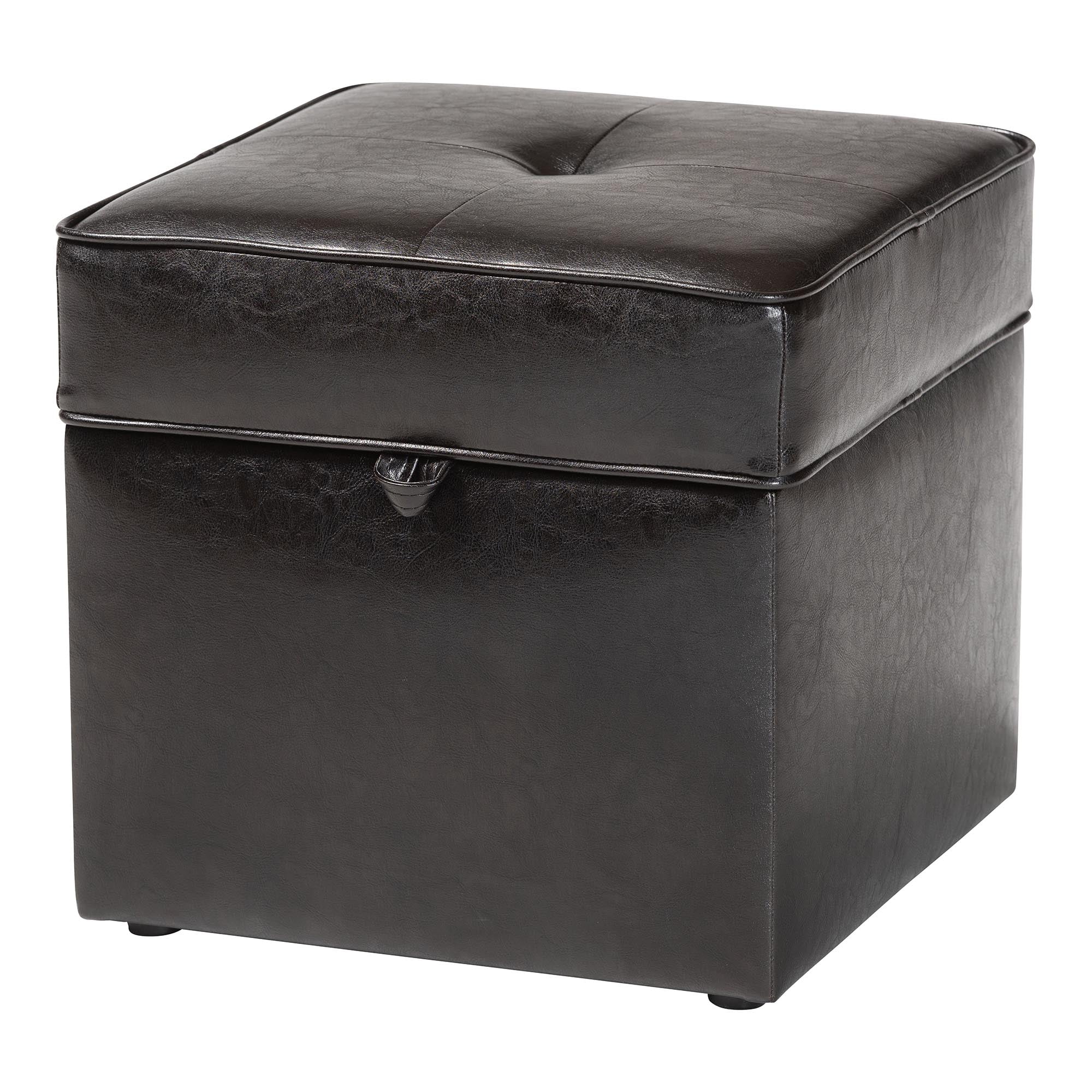 Baxton Studio Sydney Brown Modern Ottoman - Storage Ottoman - Image 6