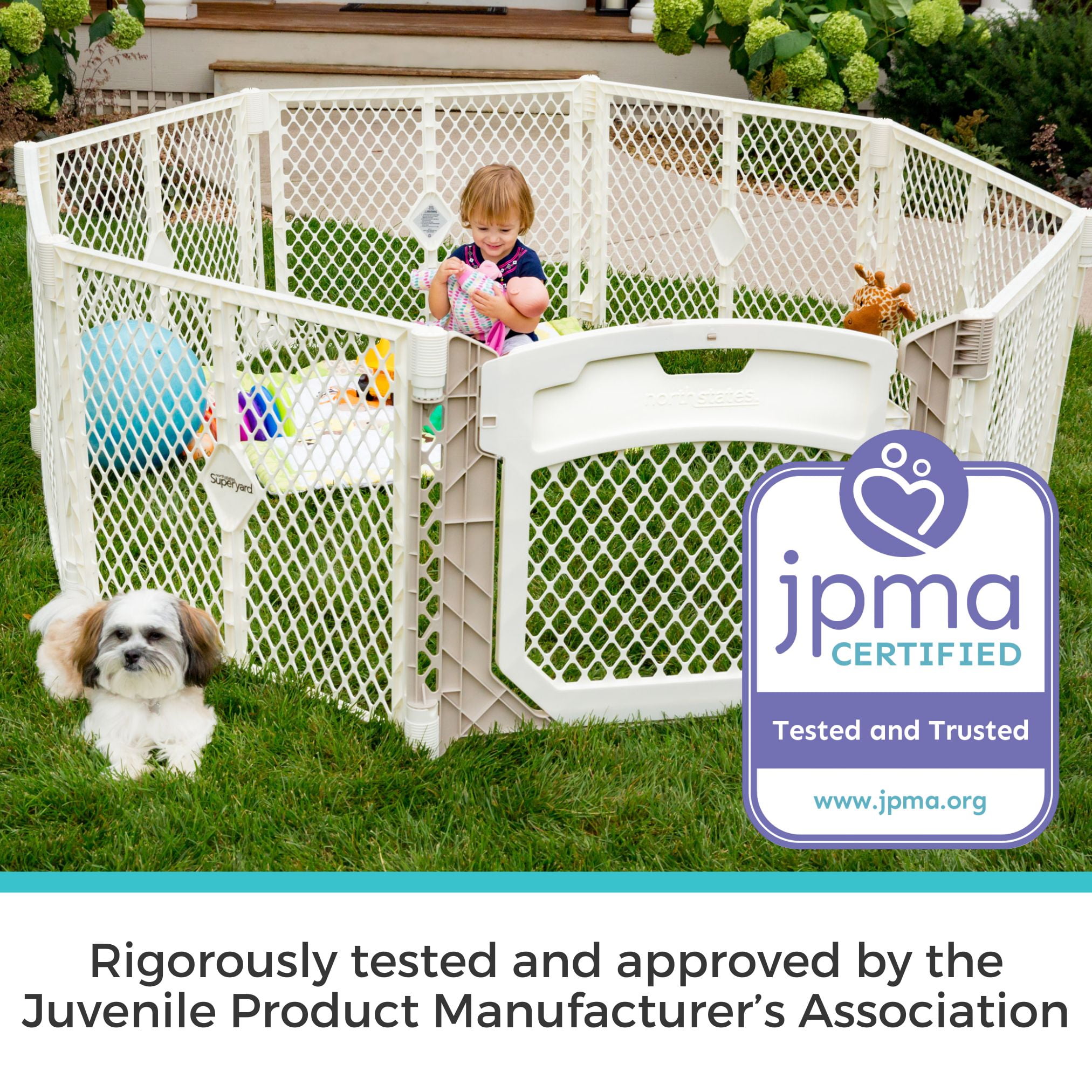 Toddleroo Superyard Ultimate 8-Panel Portable Indoor & Outdoor Baby Play Yard, Ivory - Image 4