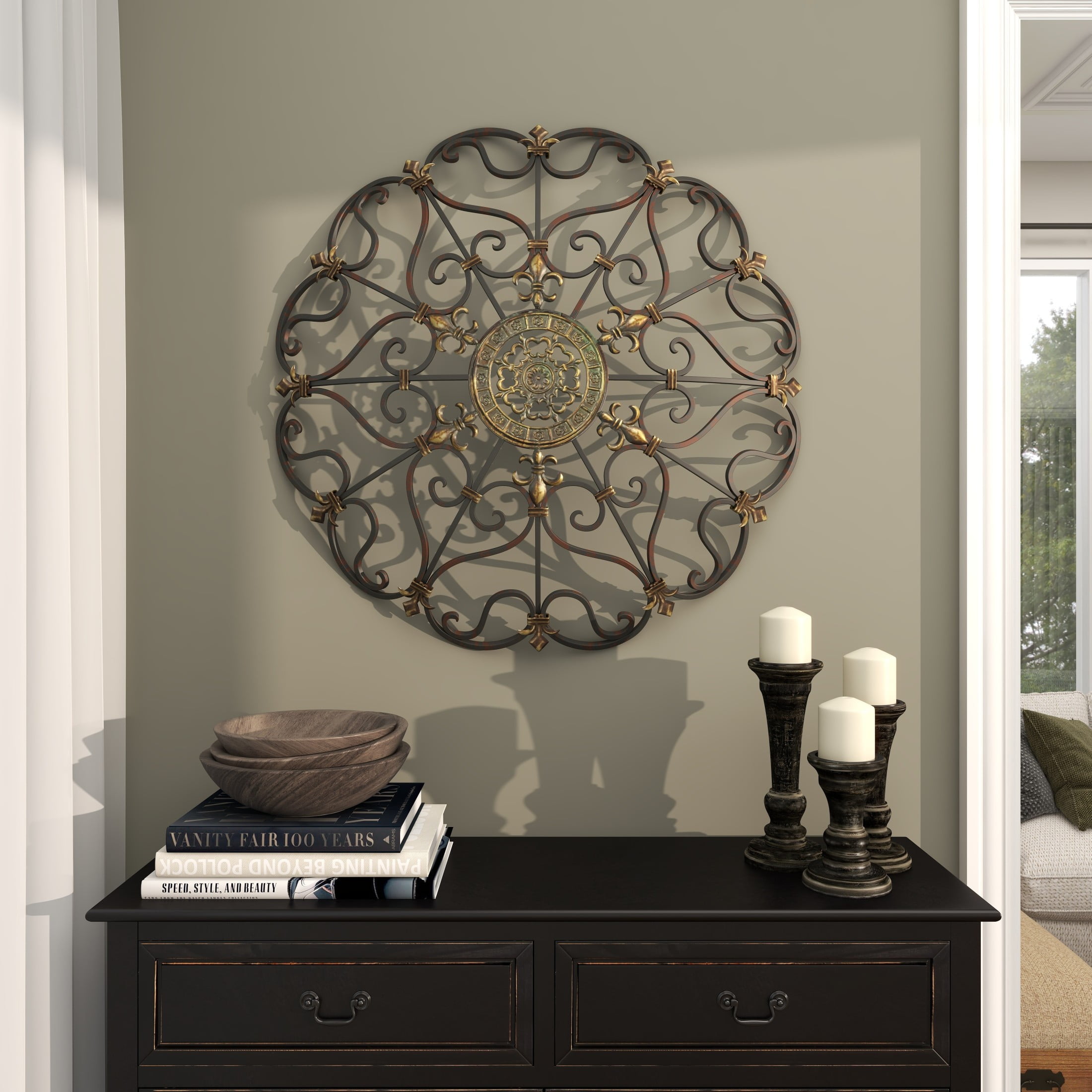 DecMode Brown Metal Scroll Wall Decor - Image 9