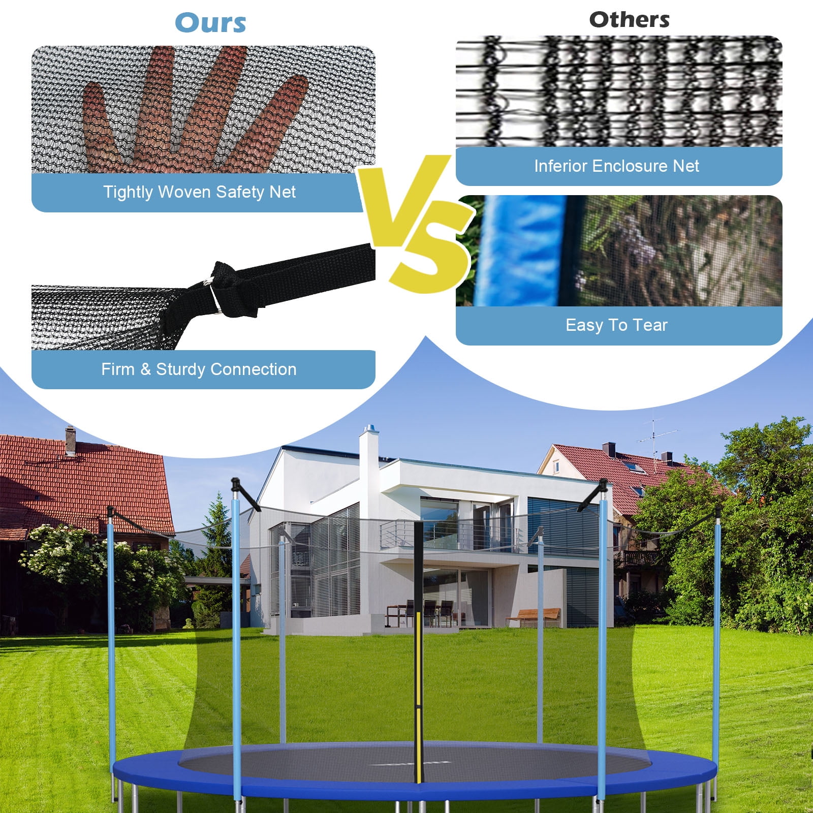 Costway 15FT Trampoline Replacement Safety Enclosure Net Weather-Resistant - Image 4